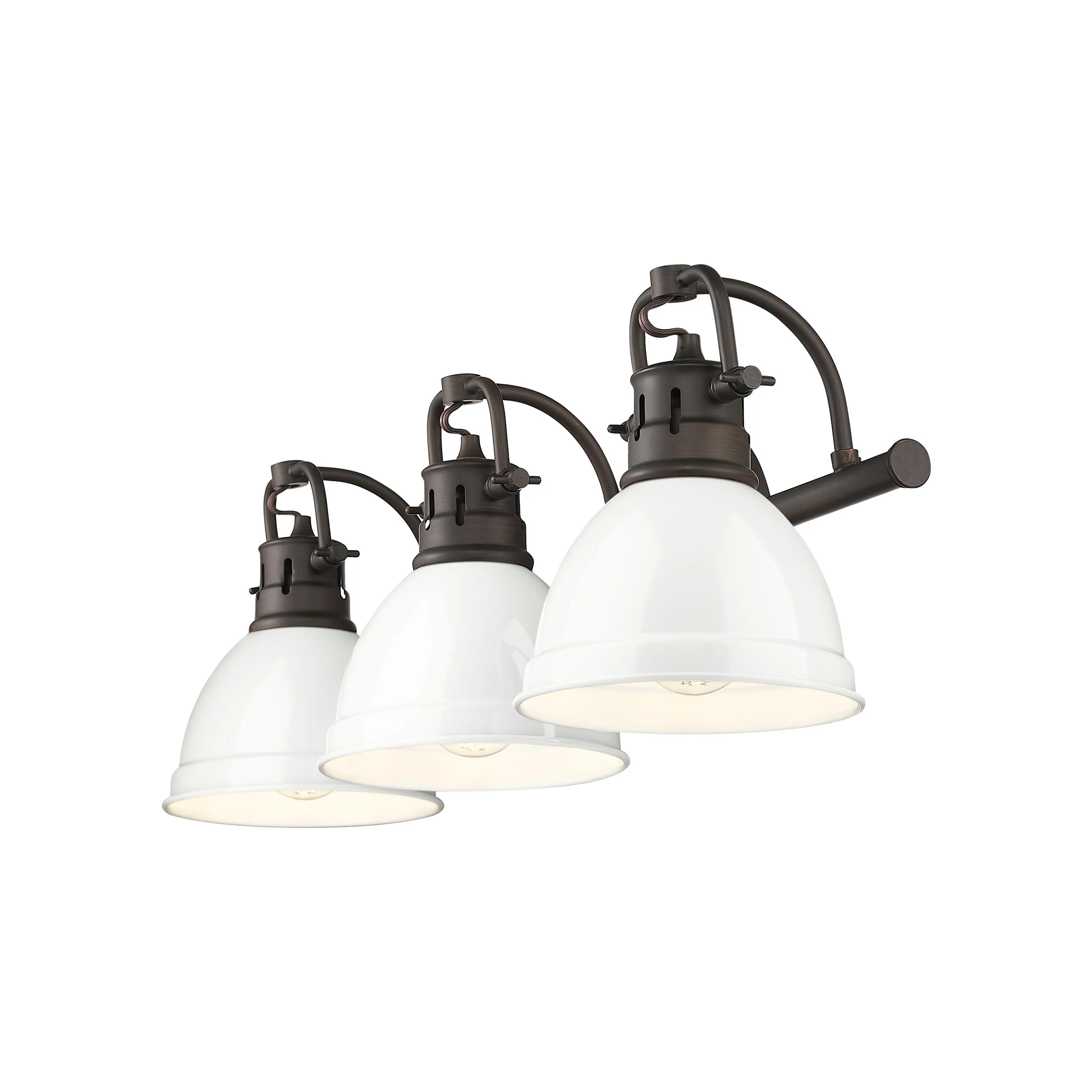 Yep by Golden Lighting Duncan 3-light Vanity in Rubbed Bronze and White shade - Image 2
