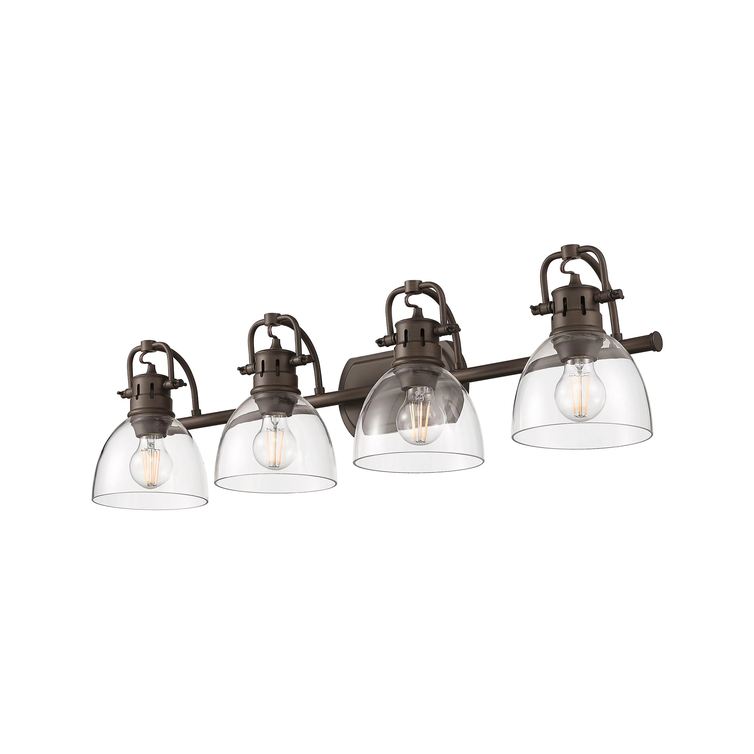 Yep by Golden Lighting Duncan 4-light Vanity in Rubbed Bronze and Clear Glass - Image 2
