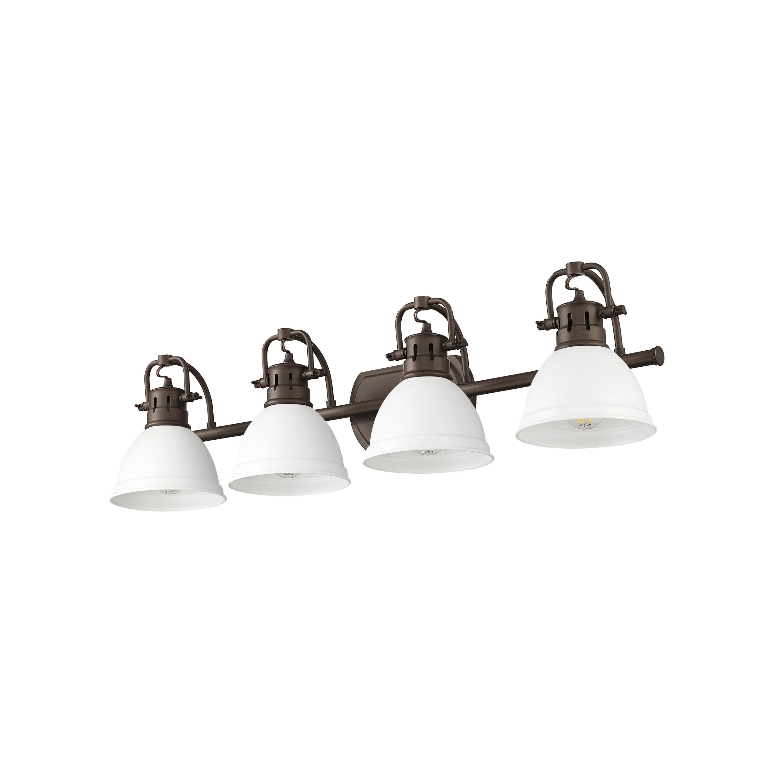 Yep by Golden Lighting Duncan 4-light Vanity in Rubbed Bronze and Matte White shade - Image 2