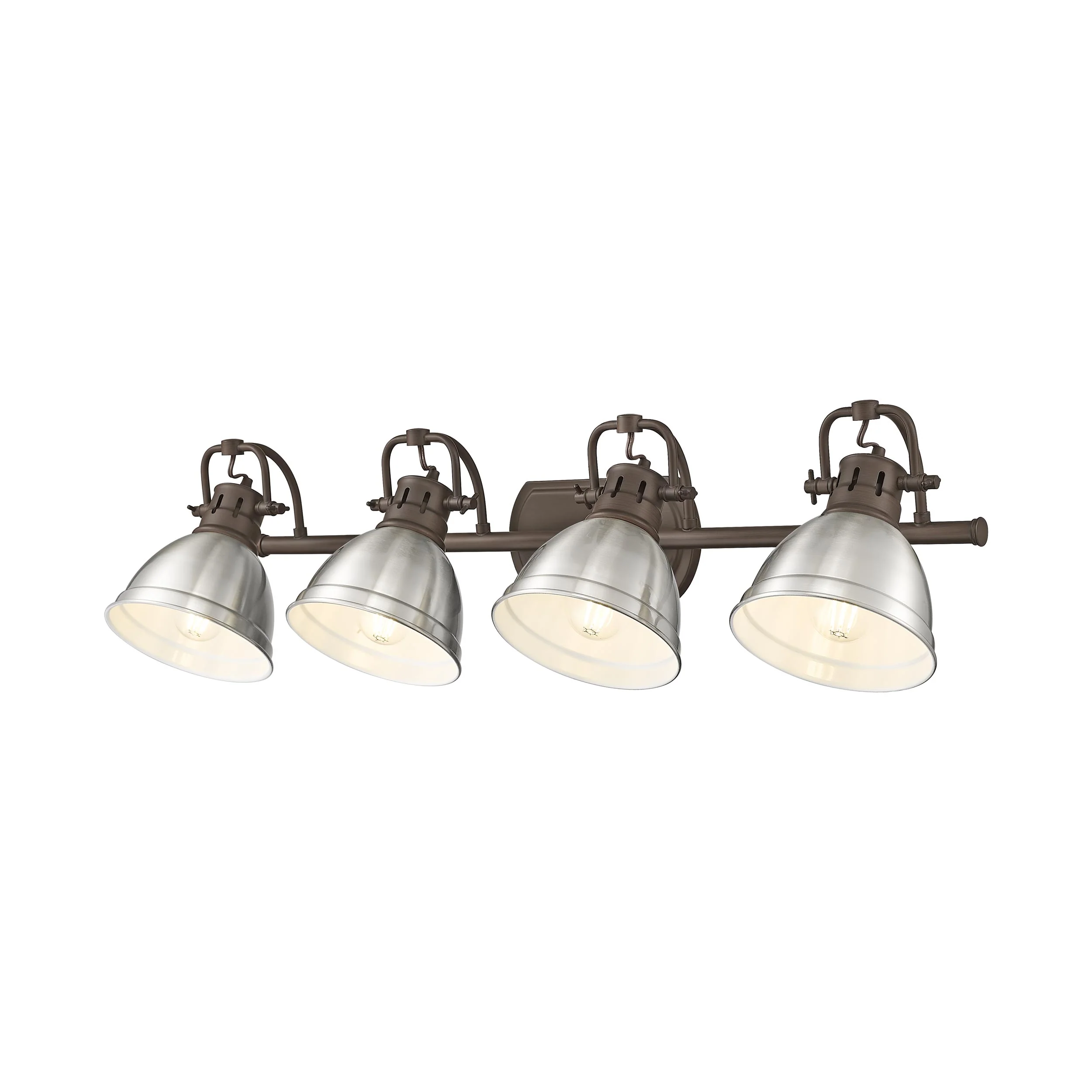 Yep by Golden Lighting Duncan 4-light Vanity in Rubbed Bronze and Pewter shade - Image 2