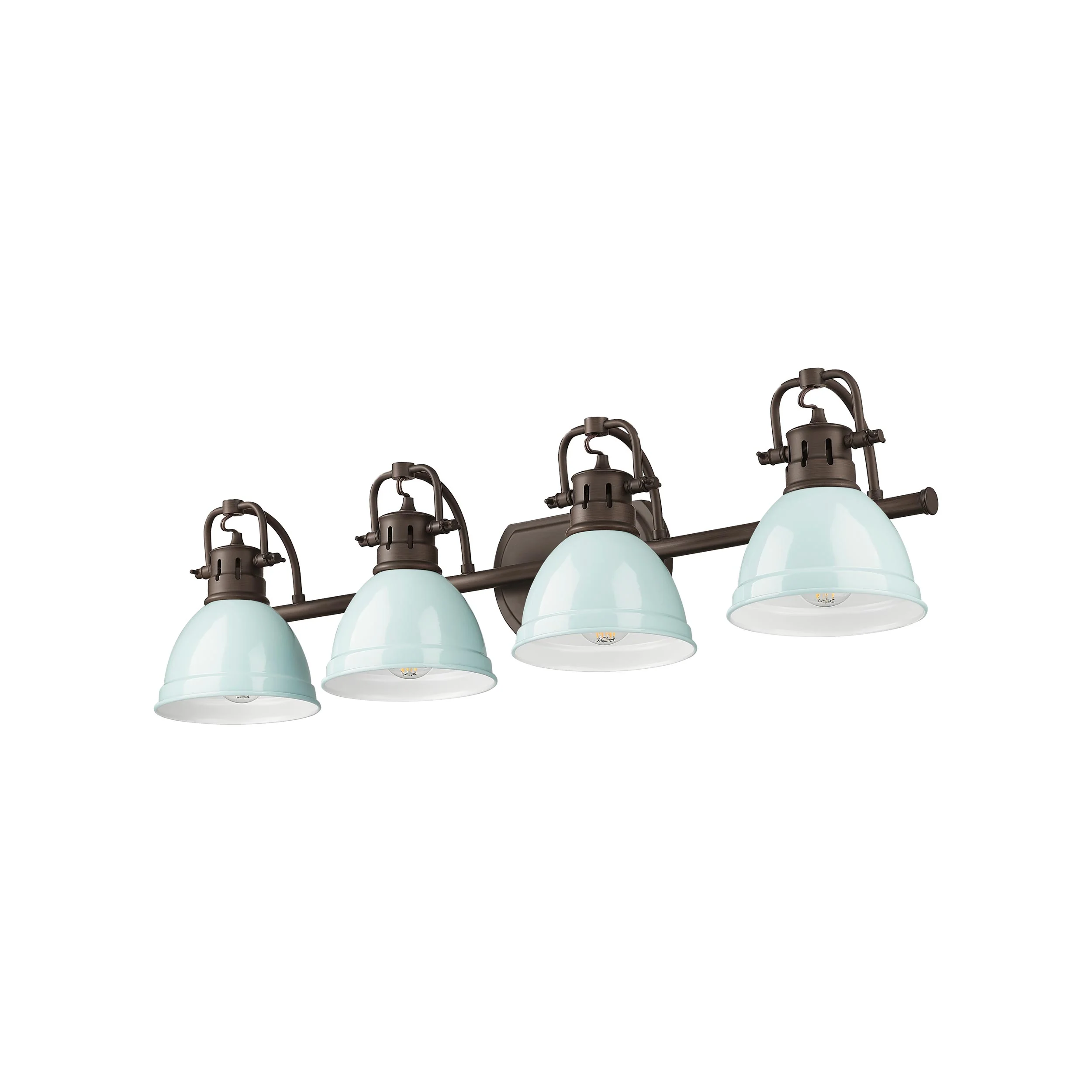 Yep by Golden Lighting Duncan 4-light Vanity in Rubbed Bronze and Seafoam shade - Image 2