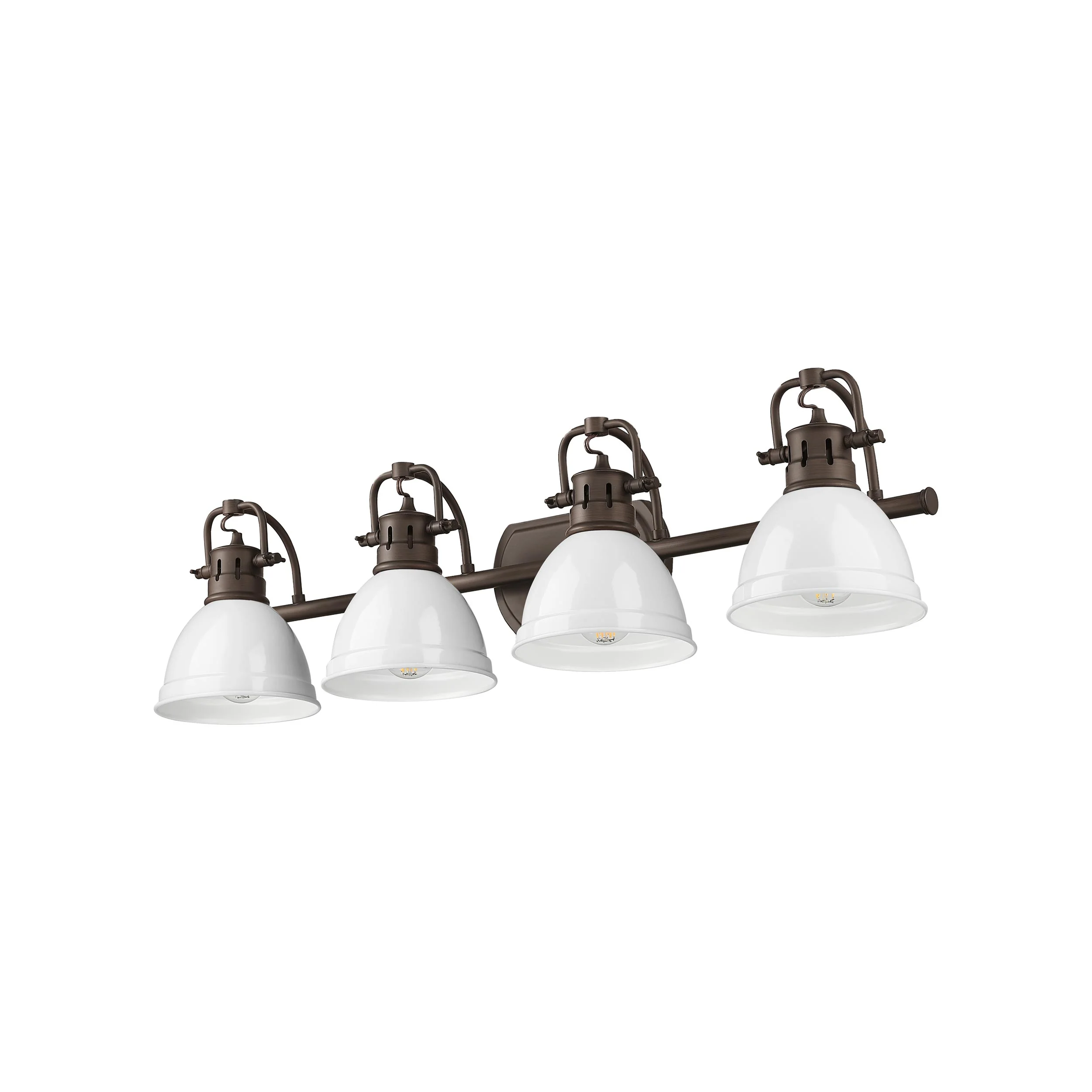 Yep by Golden Lighting Duncan 4-light Vanity in Rubbed Bronze and White shade - Image 2