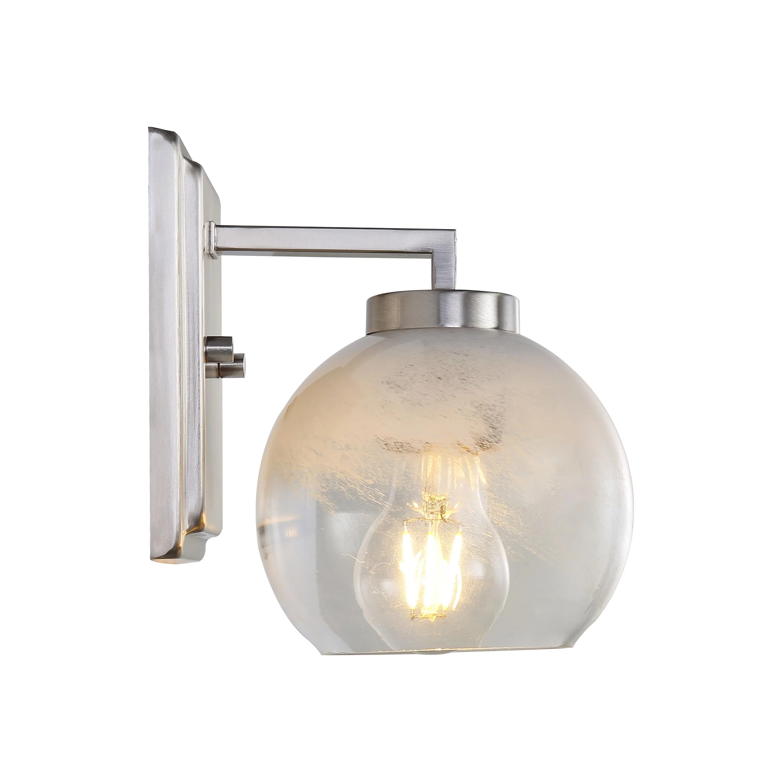 Yep by Golden Lighting Elliott 1-light Vanity in Pewter and Clear Alabaster Glass - Image 2