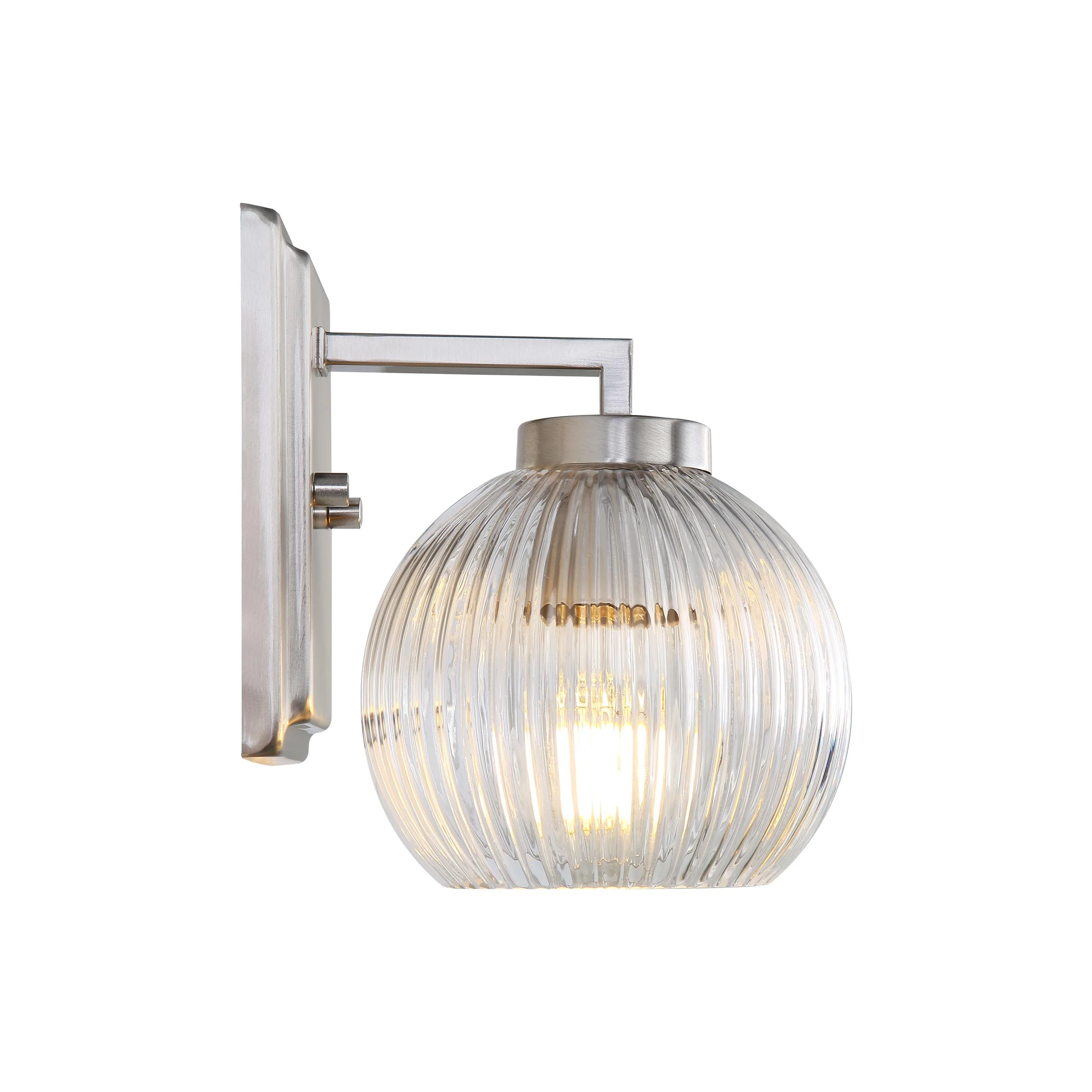 Yep by Golden Lighting Elliott 1-light Vanity in Pewter and Clear Ribbed Glass - Image 2