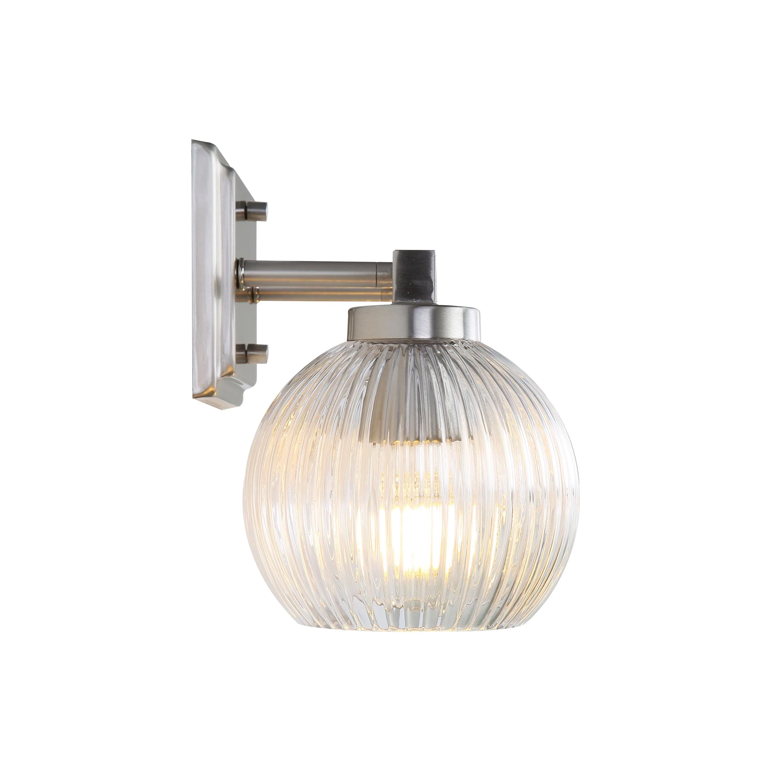 Yep by Golden Lighting Elliott 2-light Vanity in Pewter and Clear Ribbed Glass - Image 2