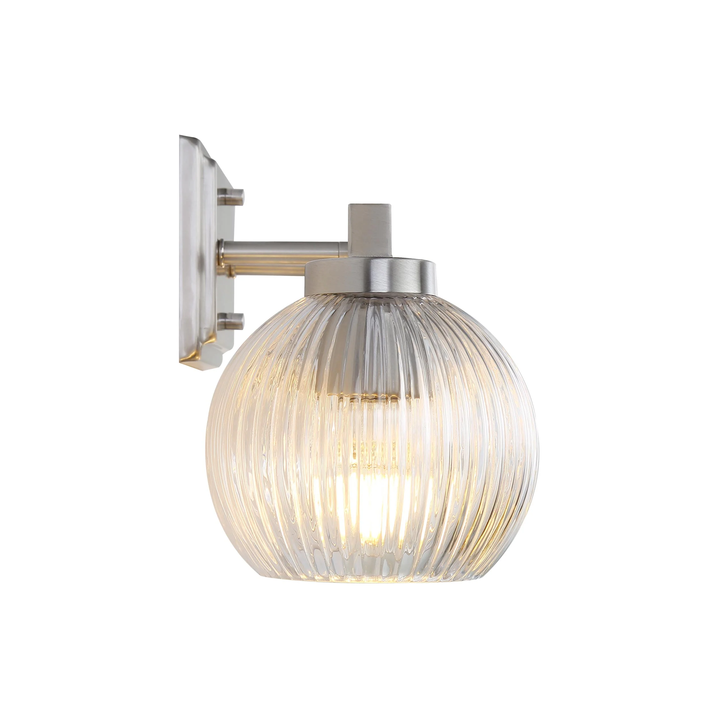 Yep by Golden Lighting Elliott 3-light Vanity in Pewter and Clear Ribbed Glass - Image 2