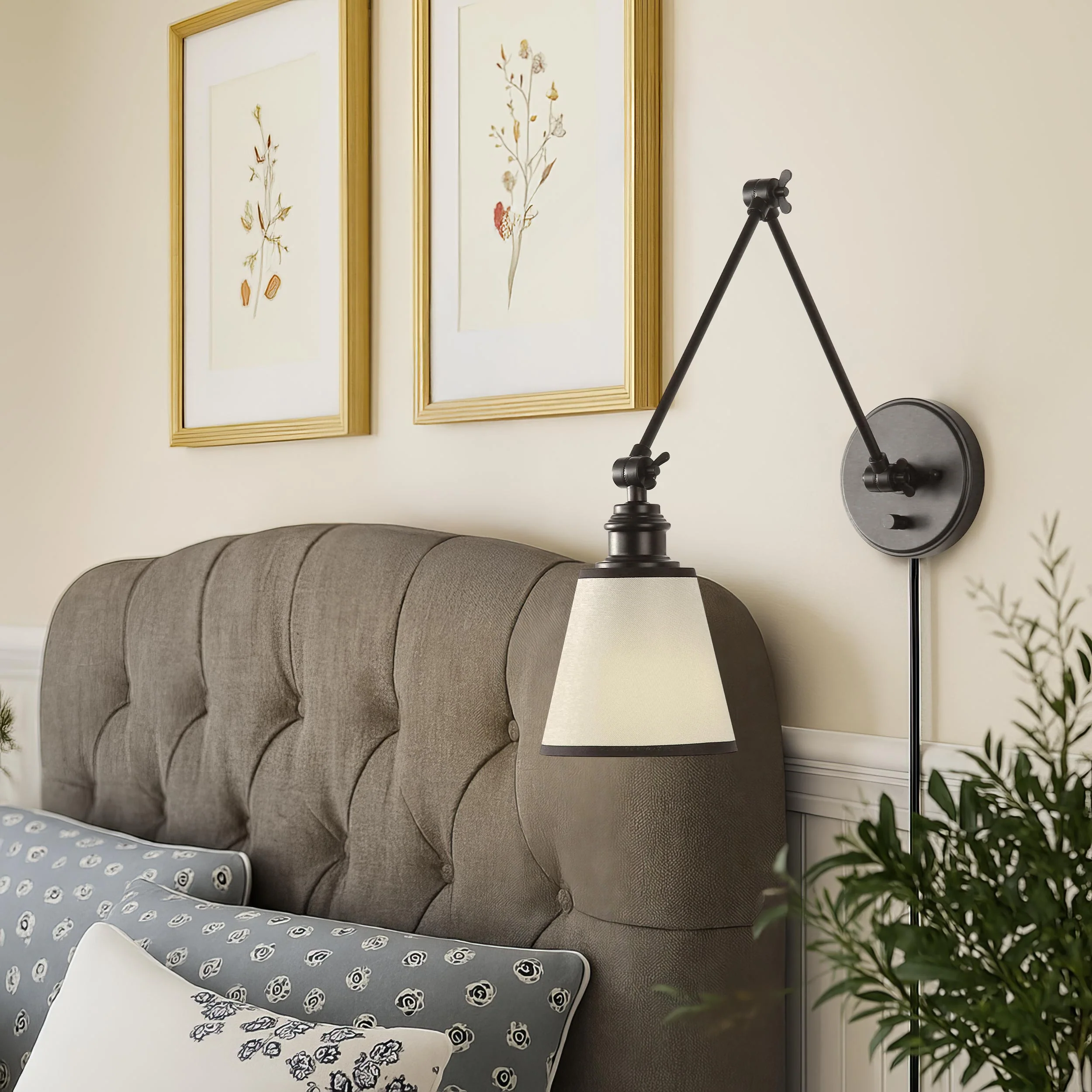 Yep by Golden Lighting Equinox 1-light Swing Arm Wall Lamp with Black Trim shade - Image 2