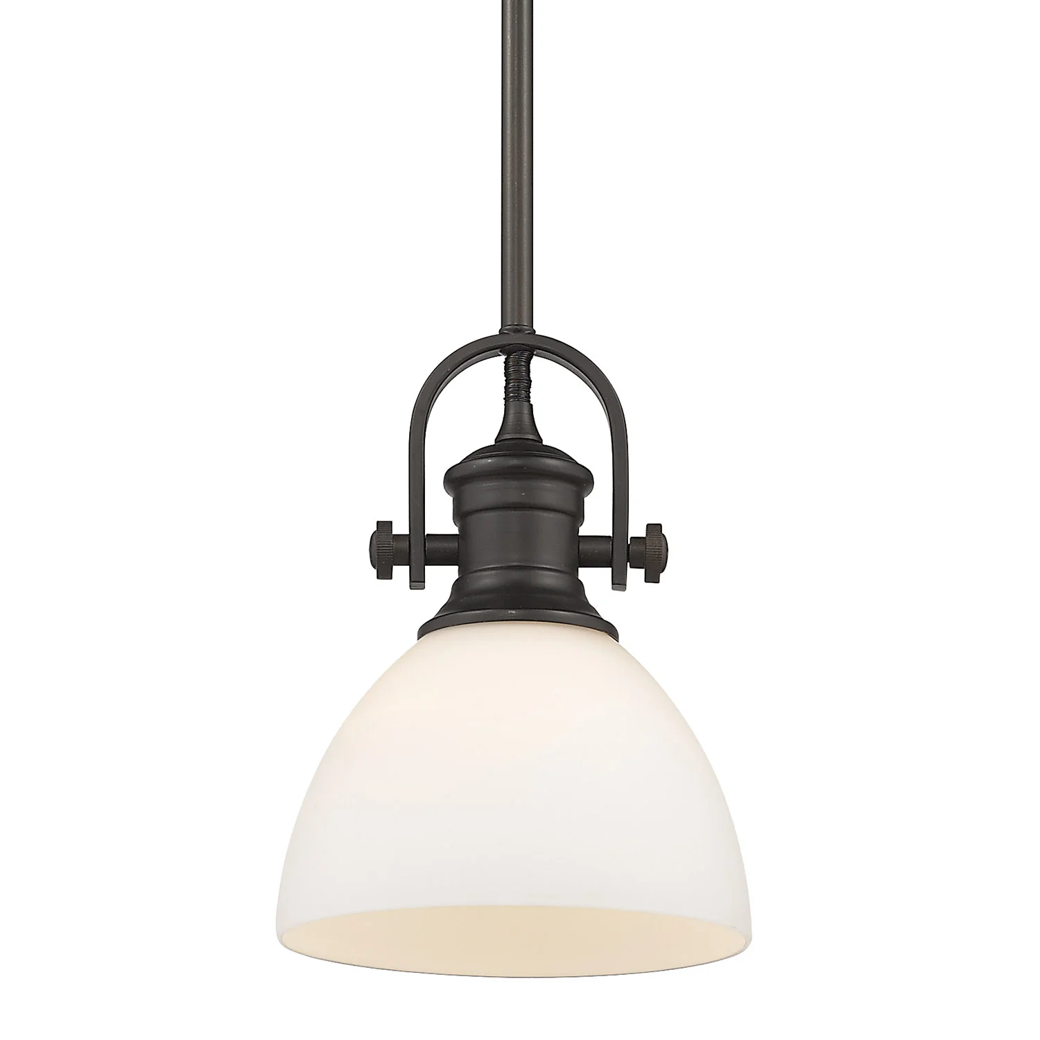 Yep by Golden Lighting Hines 1-light 7in Pendant in Rubbed Bronze and Opal Glass - Image 2