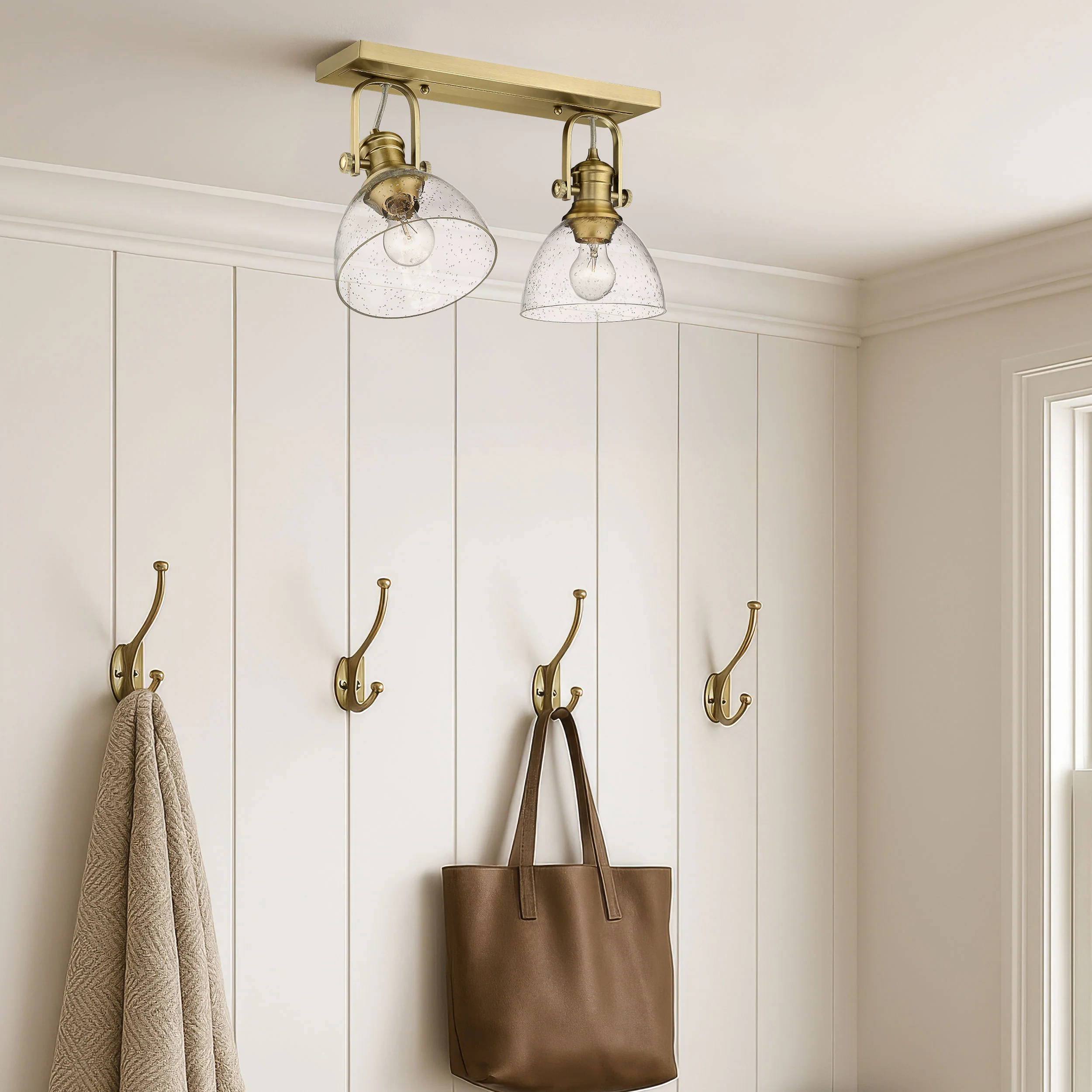 Yep by Golden Lighting Hines 2-light Semi-Flush Mount in Brushed Champagne Brass - Image 2