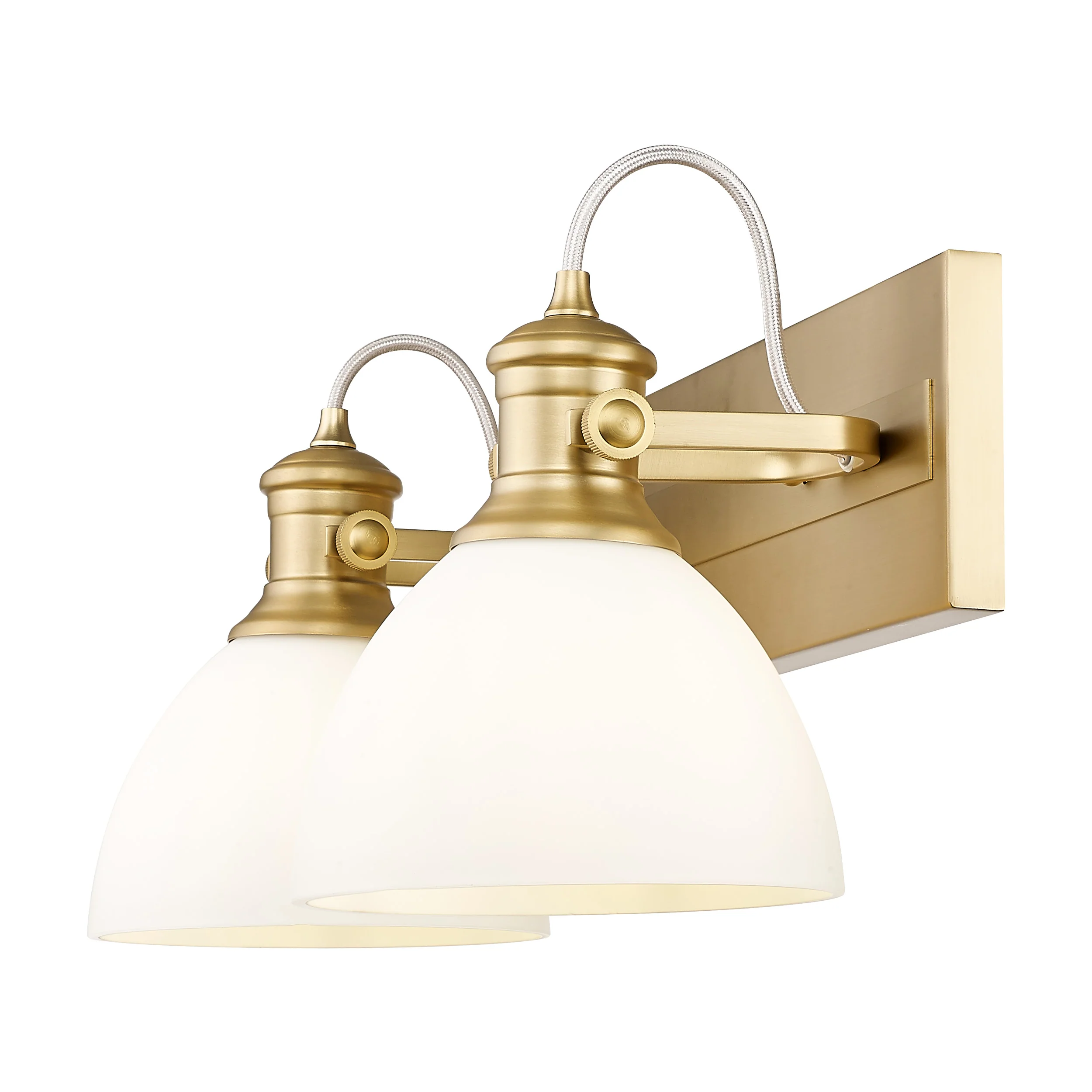 Yep by Golden Lighting Hines 2-light Vanity in Brushed Champagne Brass and Opal Glass - Image 2