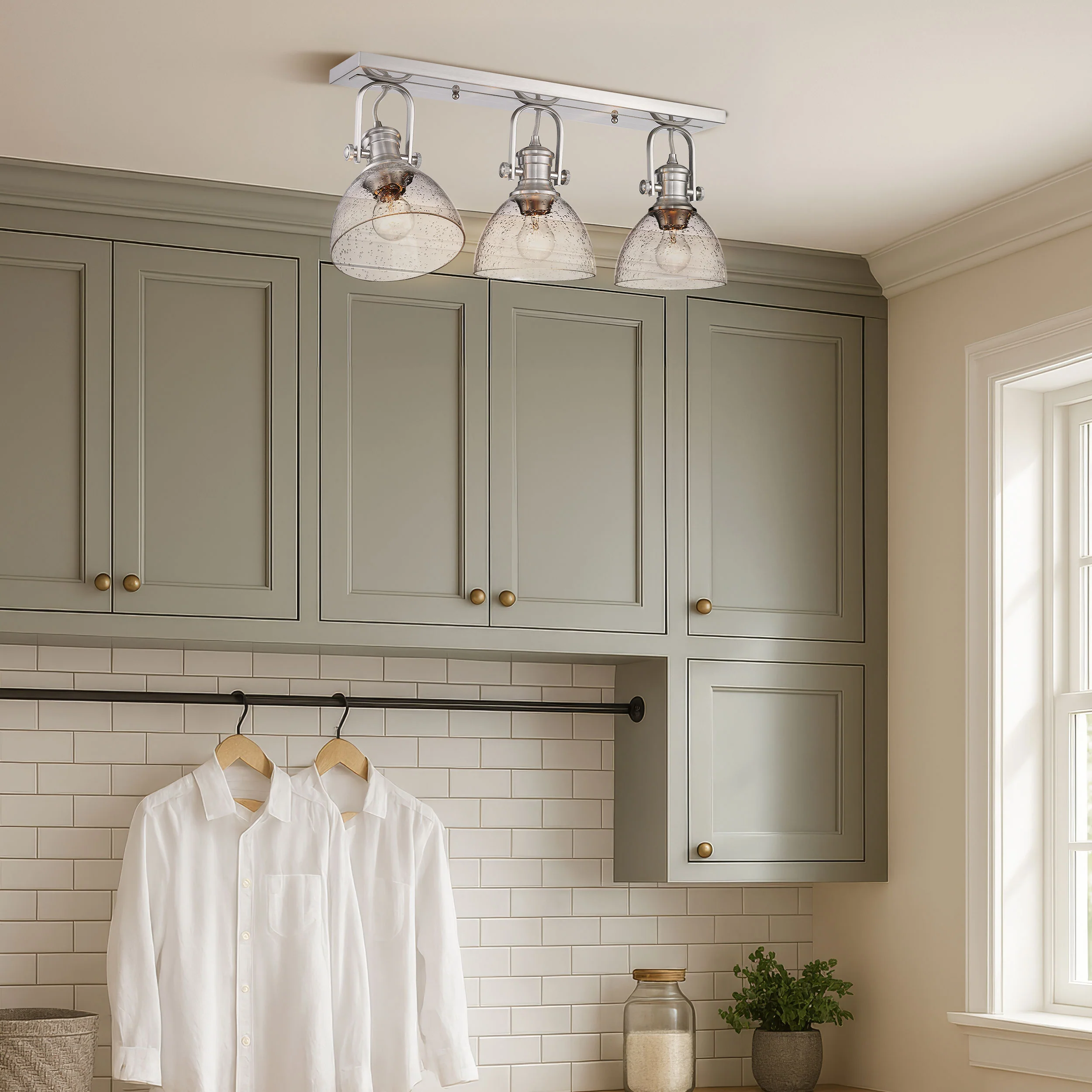 Yep by Golden Lighting Hines 3-light Semi-Flush Mount in Pewter - Image 2