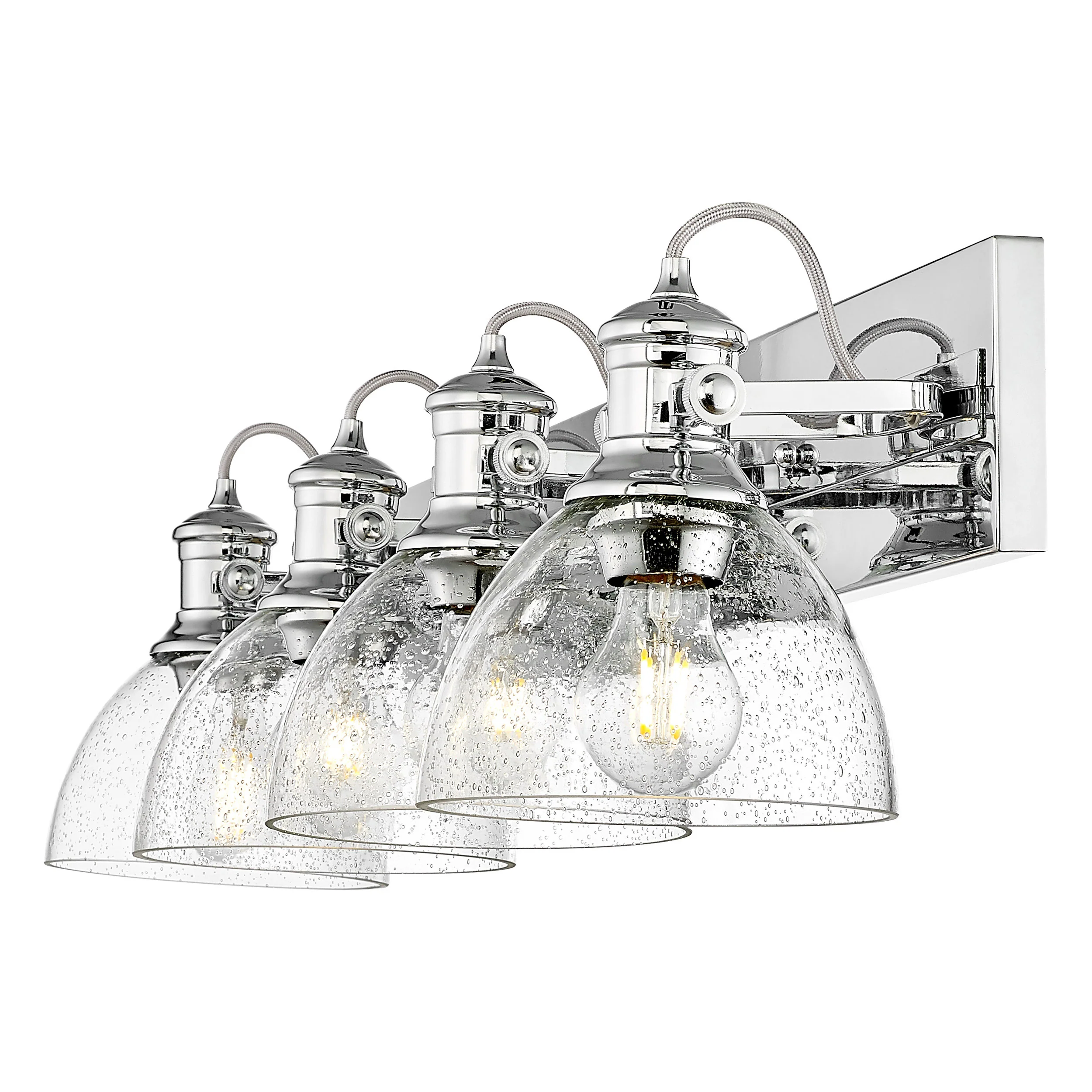 Yep by Golden Lighting Hines 4-light Vanity in Chrome and Seeded Glass - Image 2