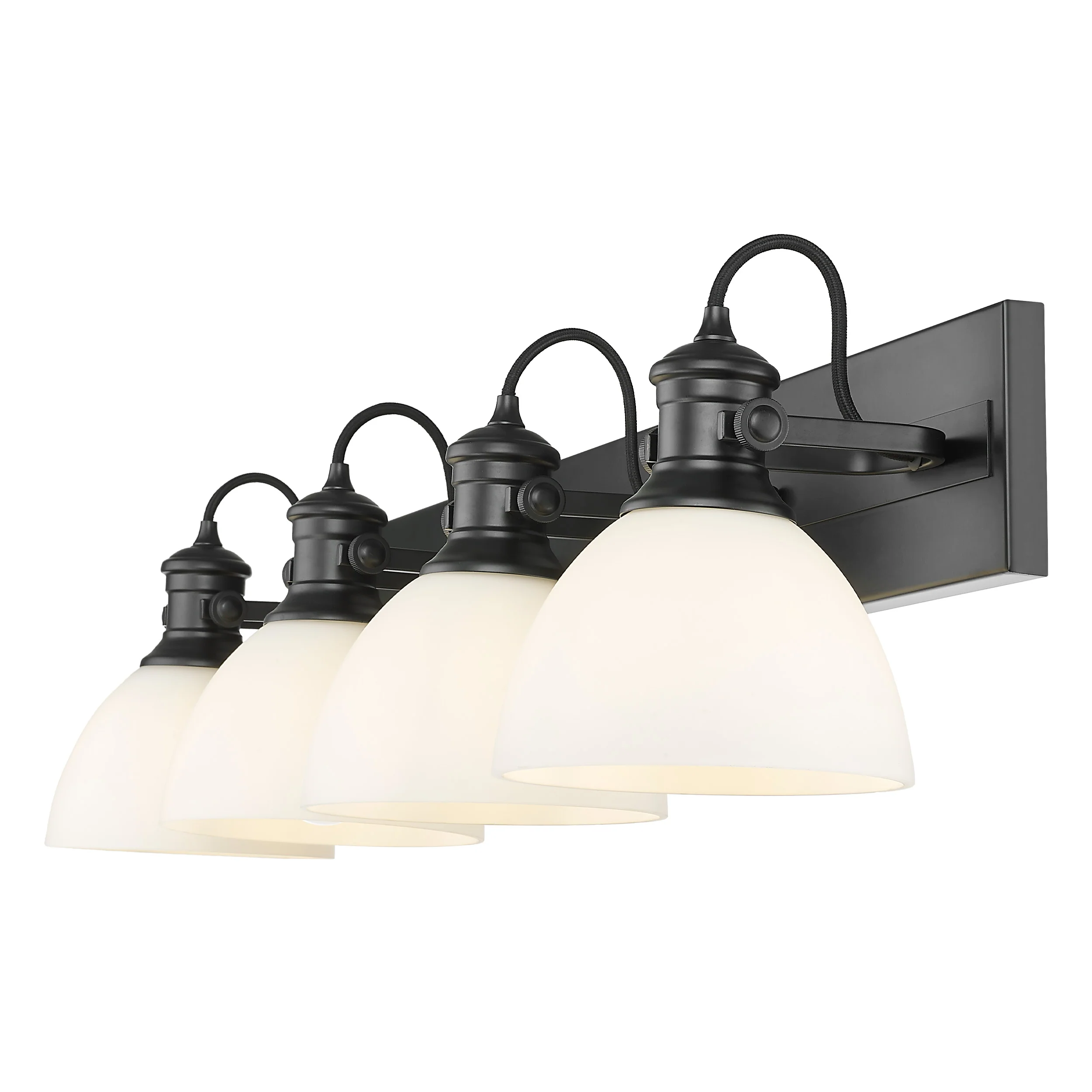 Yep by Golden Lighting Hines 4-light Vanity in Matte Black and Opal Glass - Image 2
