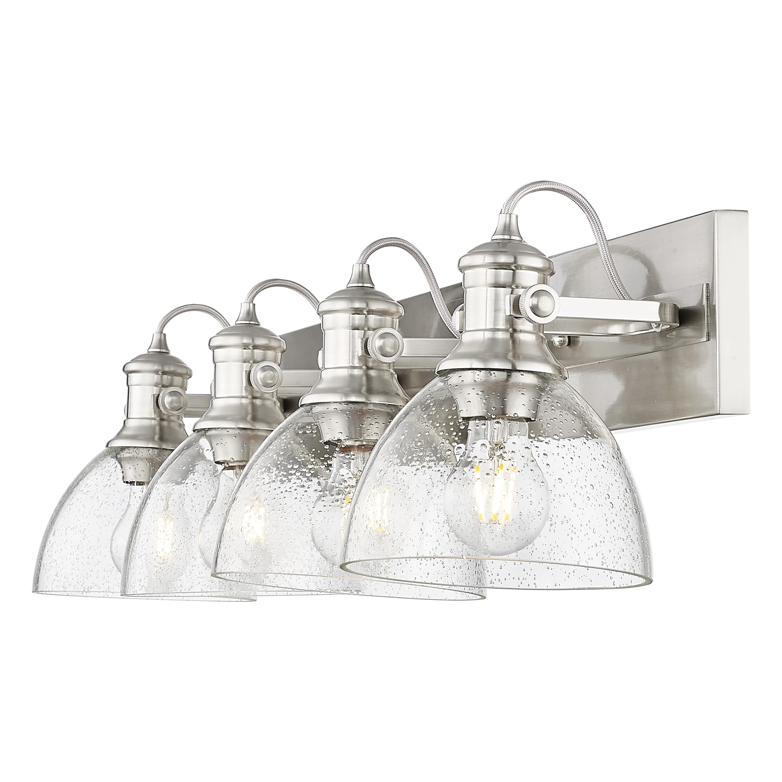 Yep by Golden Lighting Hines 4-light Vanity in Pewter and Seeded Glass - Image 2