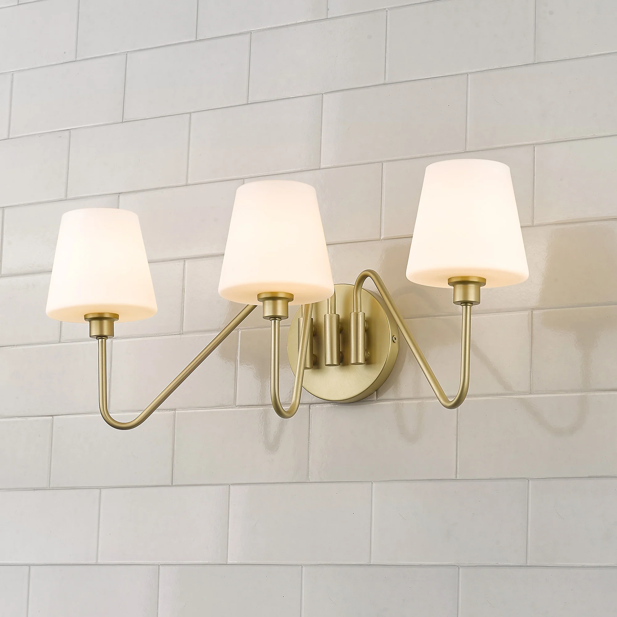 Yep by Golden Lighting Kennedy 3-light Vanity in Brushed Champagne Brass - Image 2