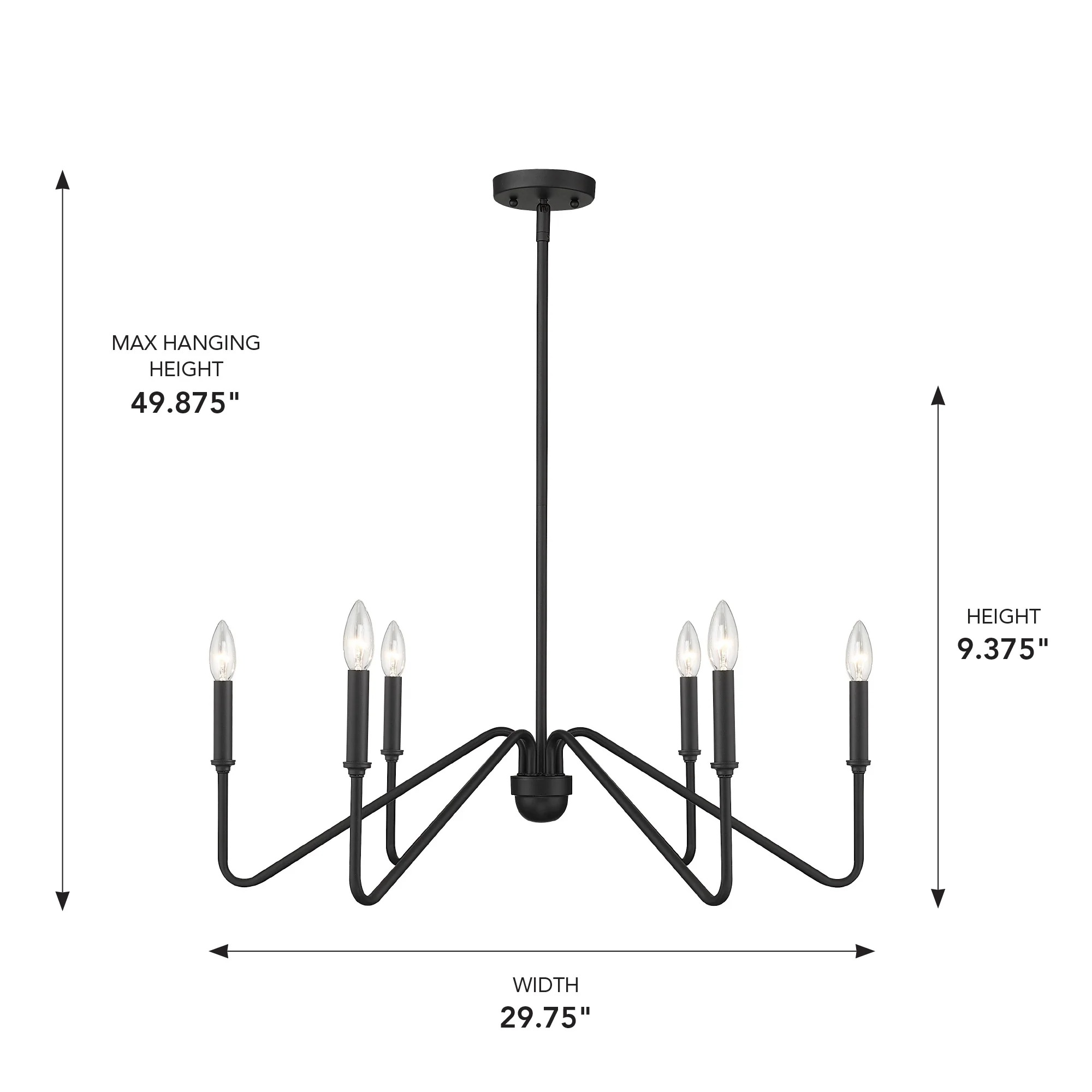 Yep by Golden Lighting Kennedy 6-light Chandelier in Natural Black - Image 2