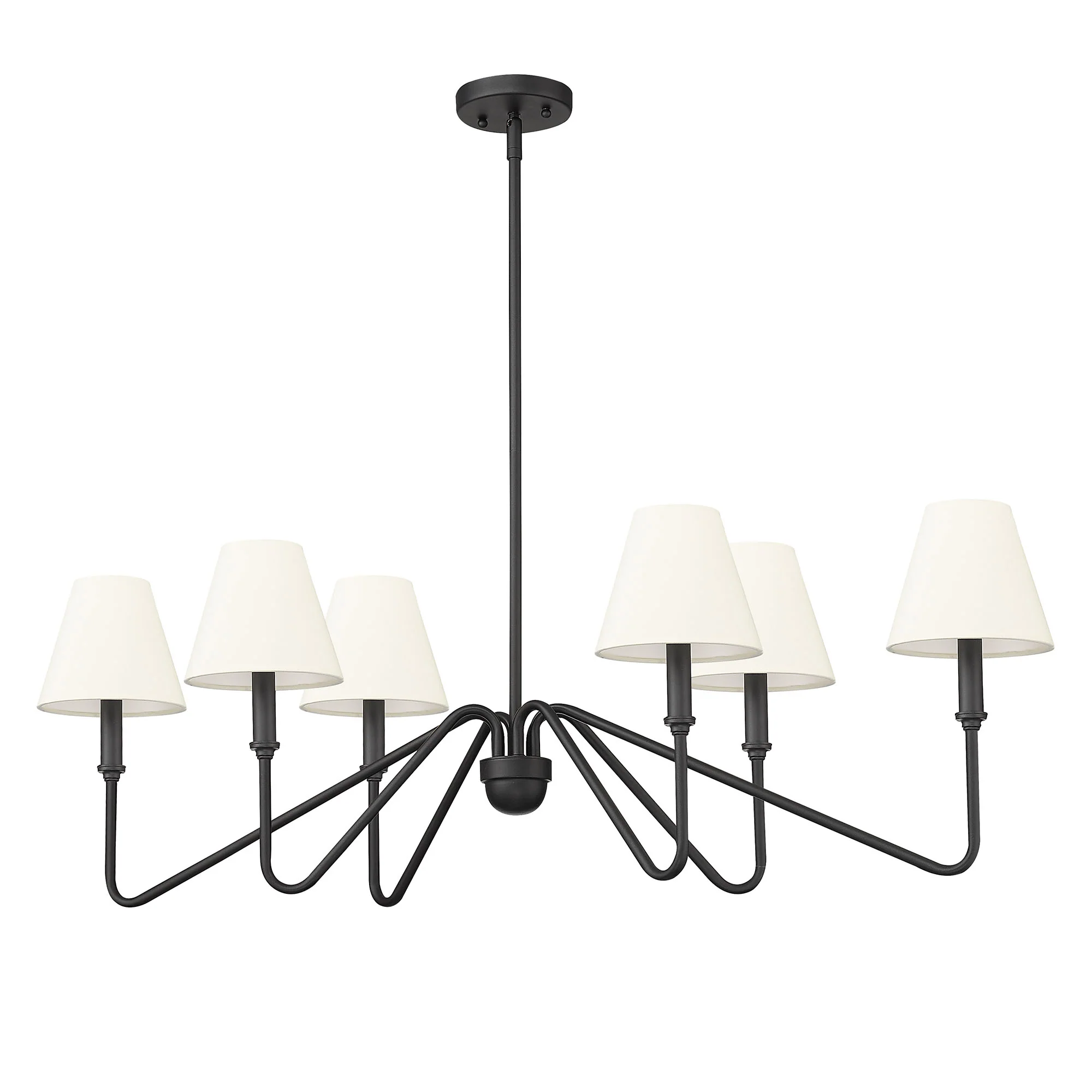 Yep by Golden Lighting Kennedy 6-light Island Light in Natural Black and Ivory Linen shade - Image 2