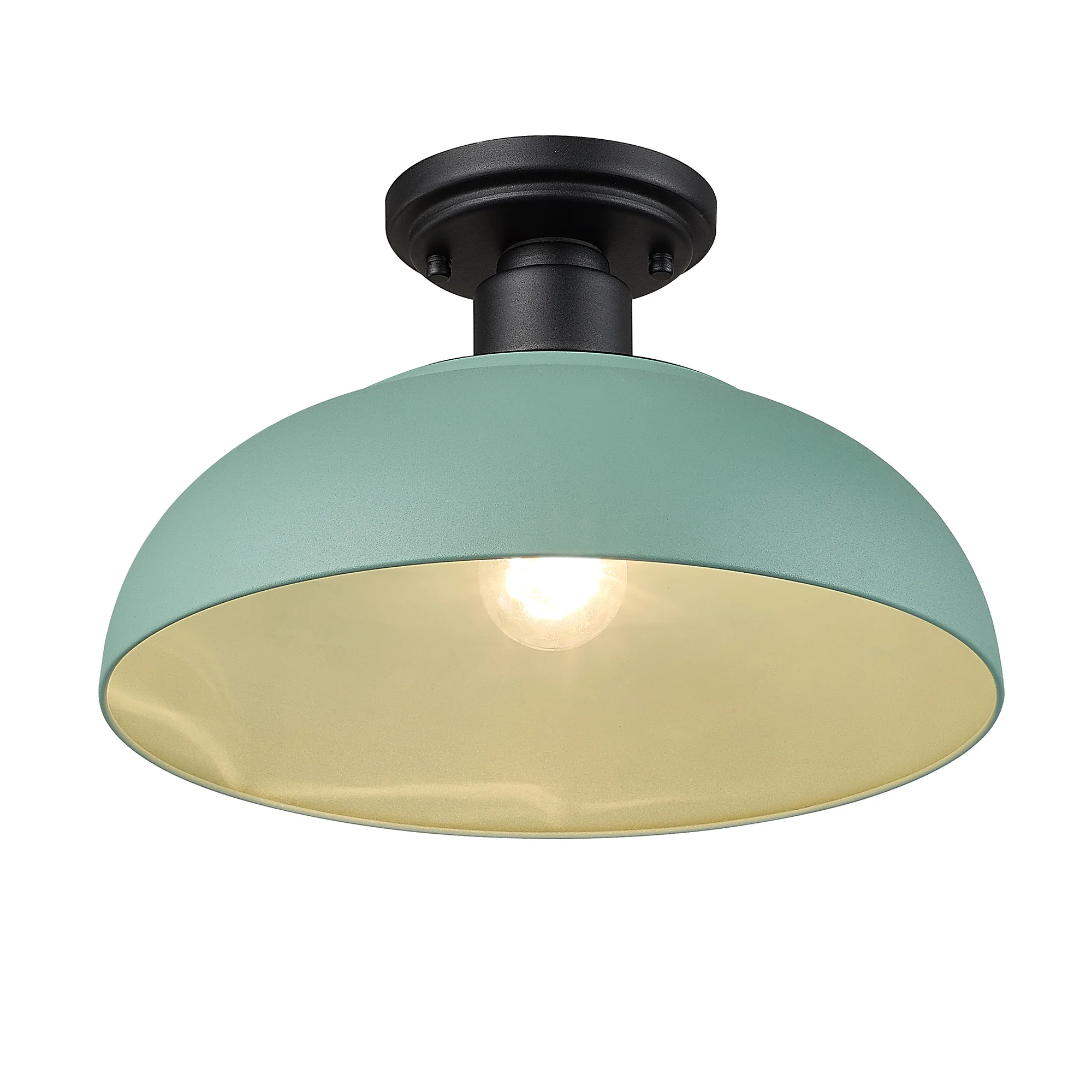 Yep by Golden Lighting Levitt 1-light Outdoor Ceiling in Natural Black and Natural Teal shade - Image 2