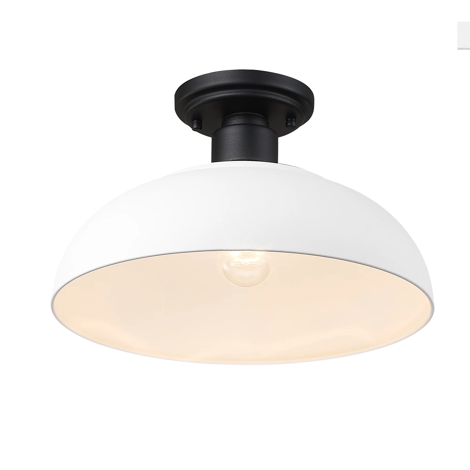 Yep by Golden Lighting Levitt 1-light Outdoor Ceiling in Natural Black and Natural White shade - Image 2