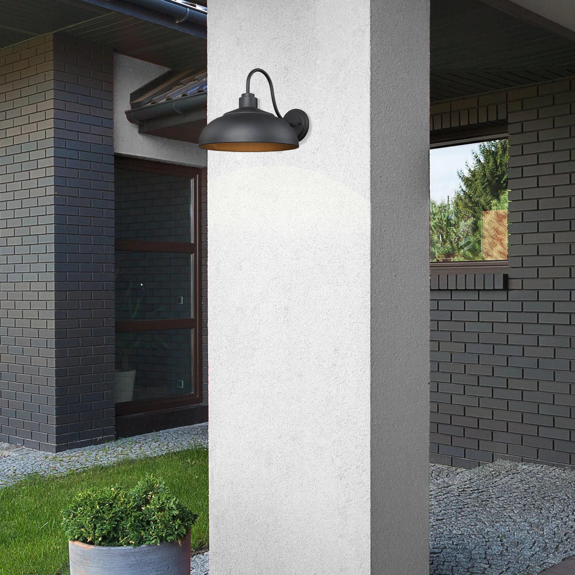Yep by Golden Lighting Levitt 1-light Outdoor Wall in Natural Black and Natural Black shade - Image 2