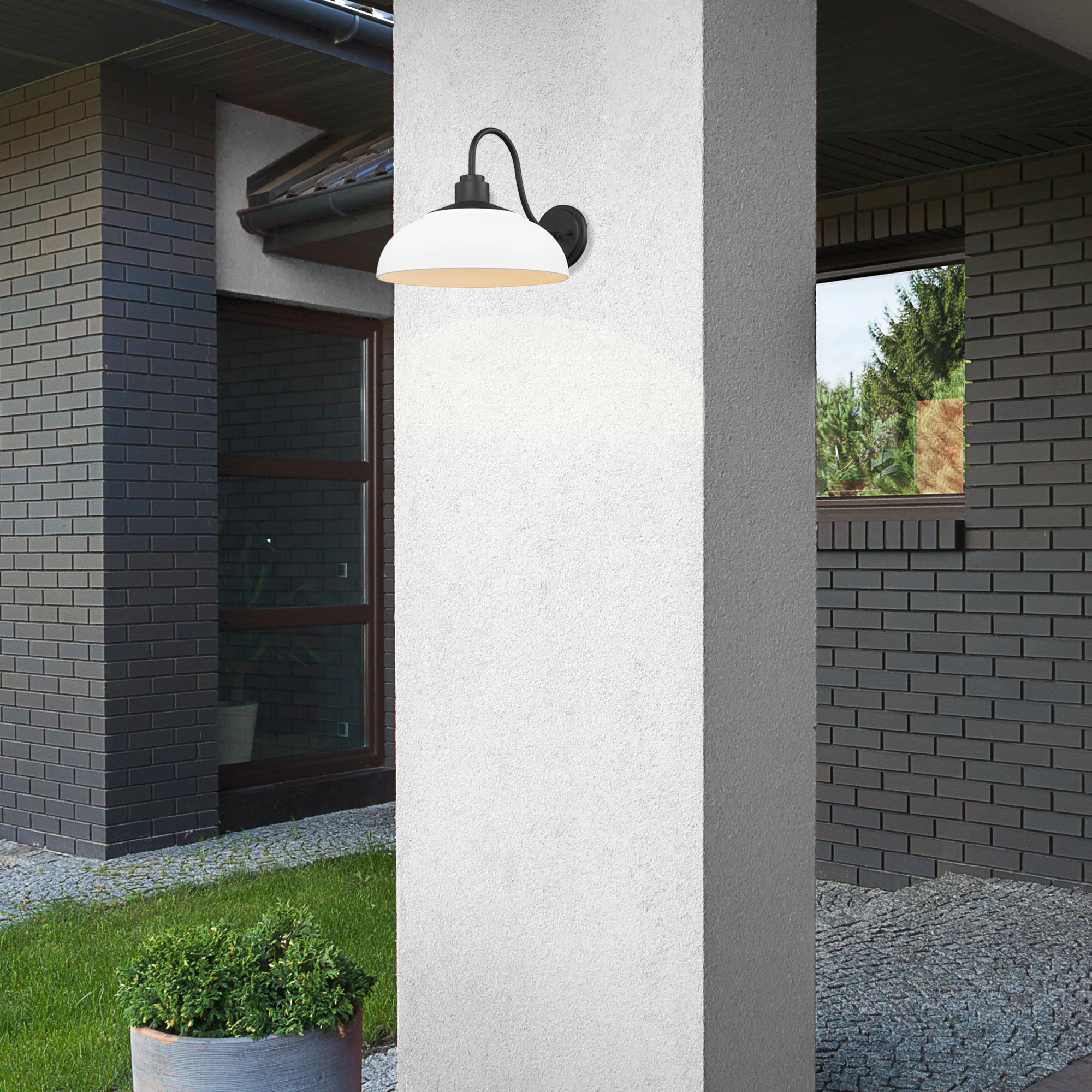 Yep by Golden Lighting Levitt 1-light Outdoor Wall in Natural Black and Natural White shade - Image 2