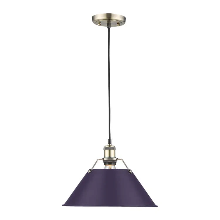 Yep by Golden Lighting Orwell 1-light 14in Pendant in Aged Brass and Exotic Purple shade - Image 2