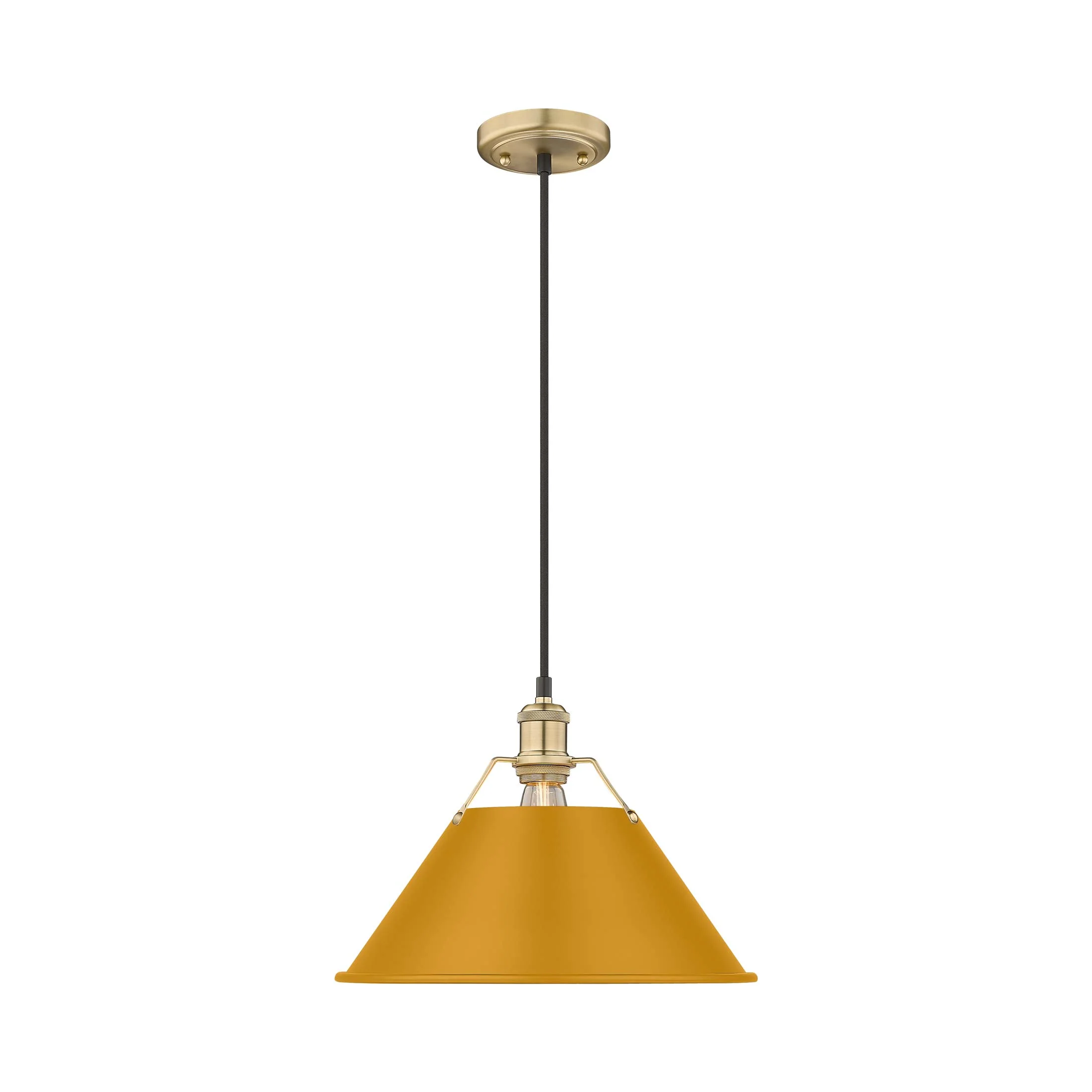 Yep by Golden Lighting Orwell 1-light 14in Pendant in Brushed Champagne Brass and Auric Yellow shade - Image 2