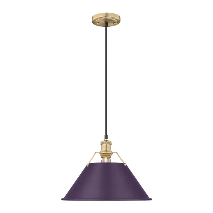 Yep by Golden Lighting Orwell 1-light 14in Pendant in Brushed Champagne Brass and Exotic Purple shade - Image 2