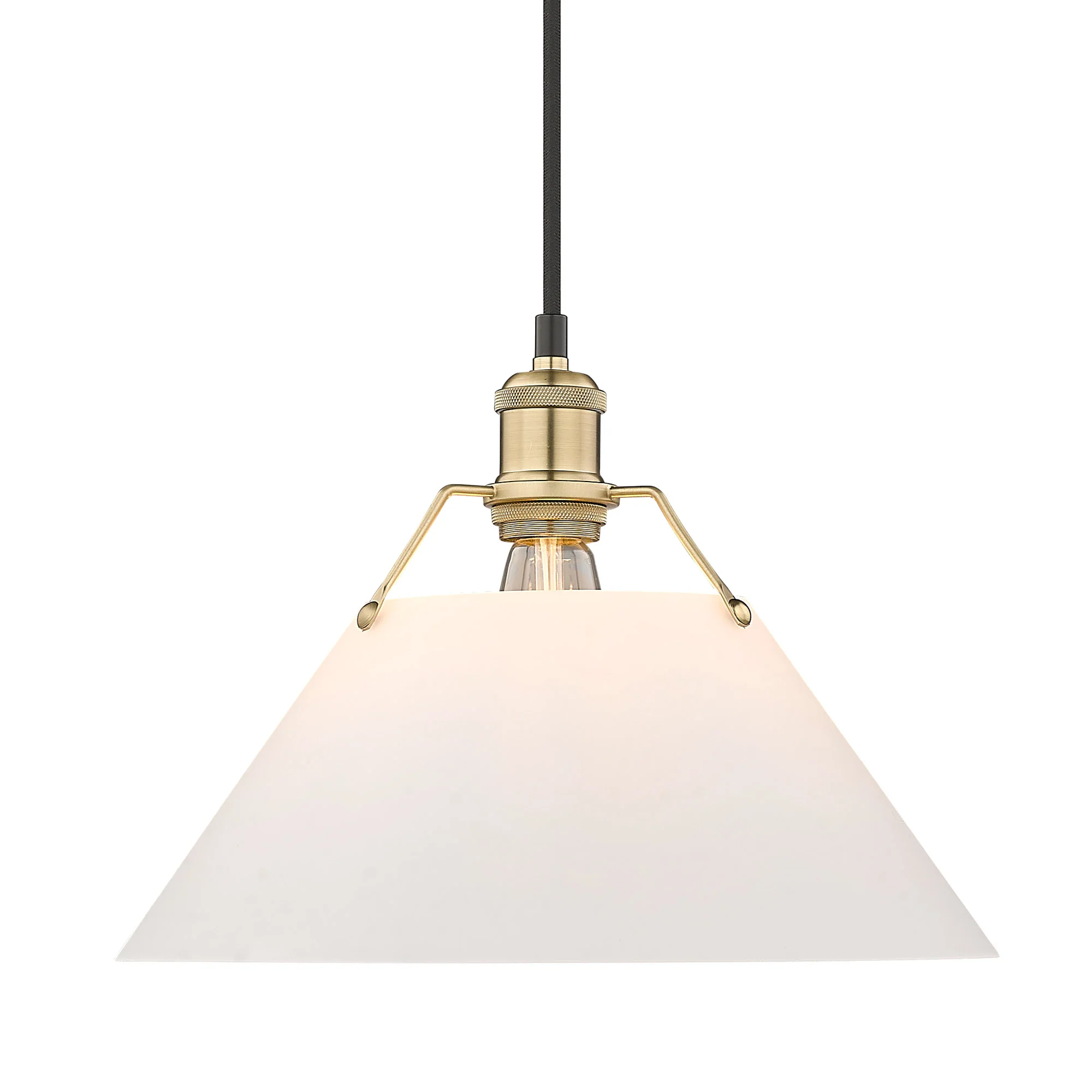 Yep by Golden Lighting Orwell 1-light 14in Pendant in Brushed Champagne Brass and Opal Glass - Image 2
