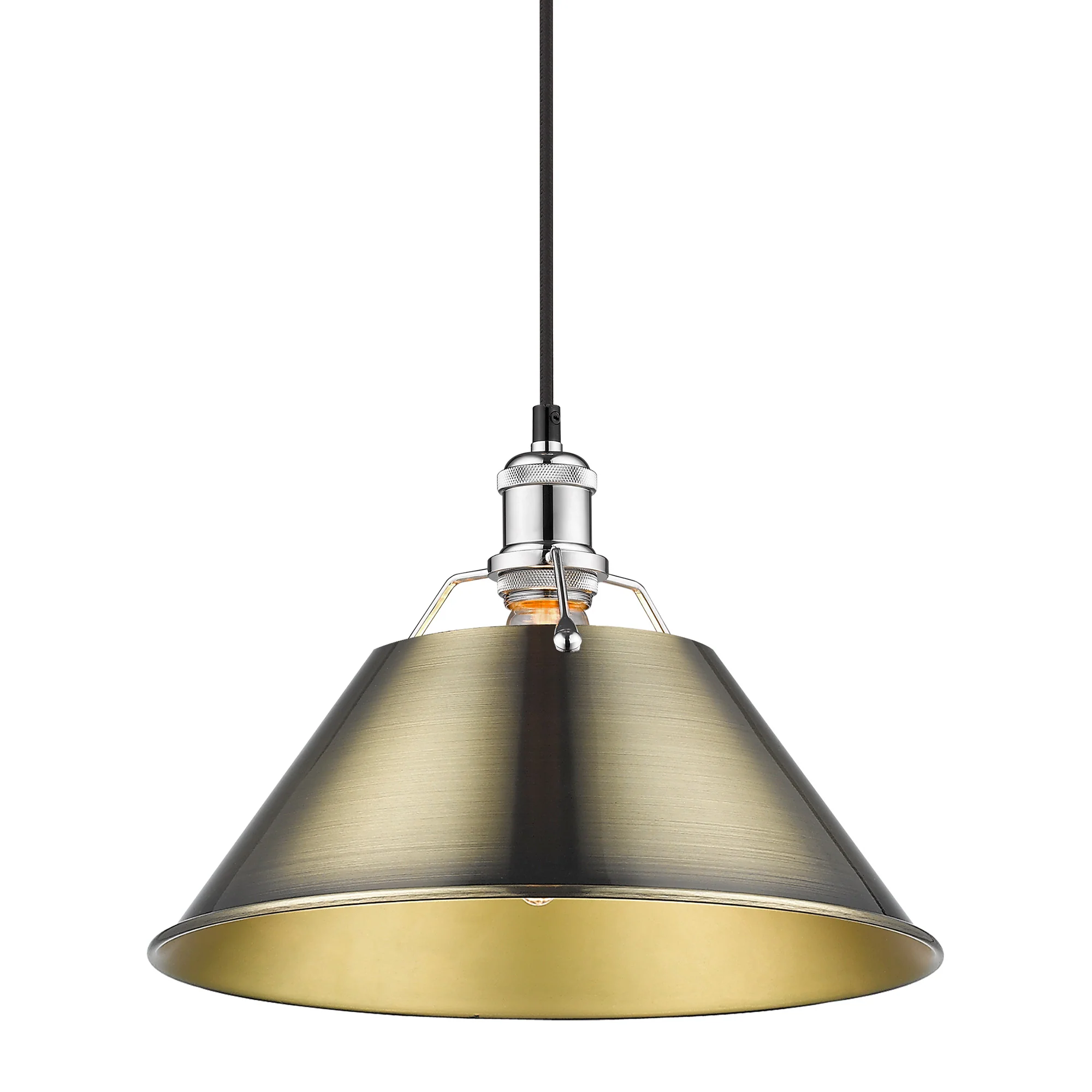 Yep by Golden Lighting Orwell 1-light 14in Pendant in Chrome and Aged Brass shade - Image 2