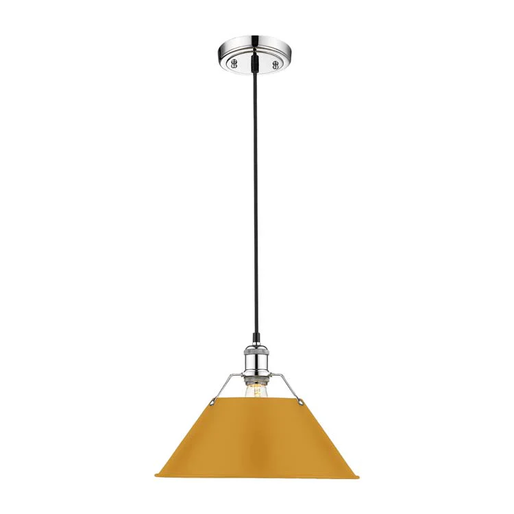Yep by Golden Lighting Orwell 1-light 14in Pendant in Chrome and Auric Yellow shade - Image 2
