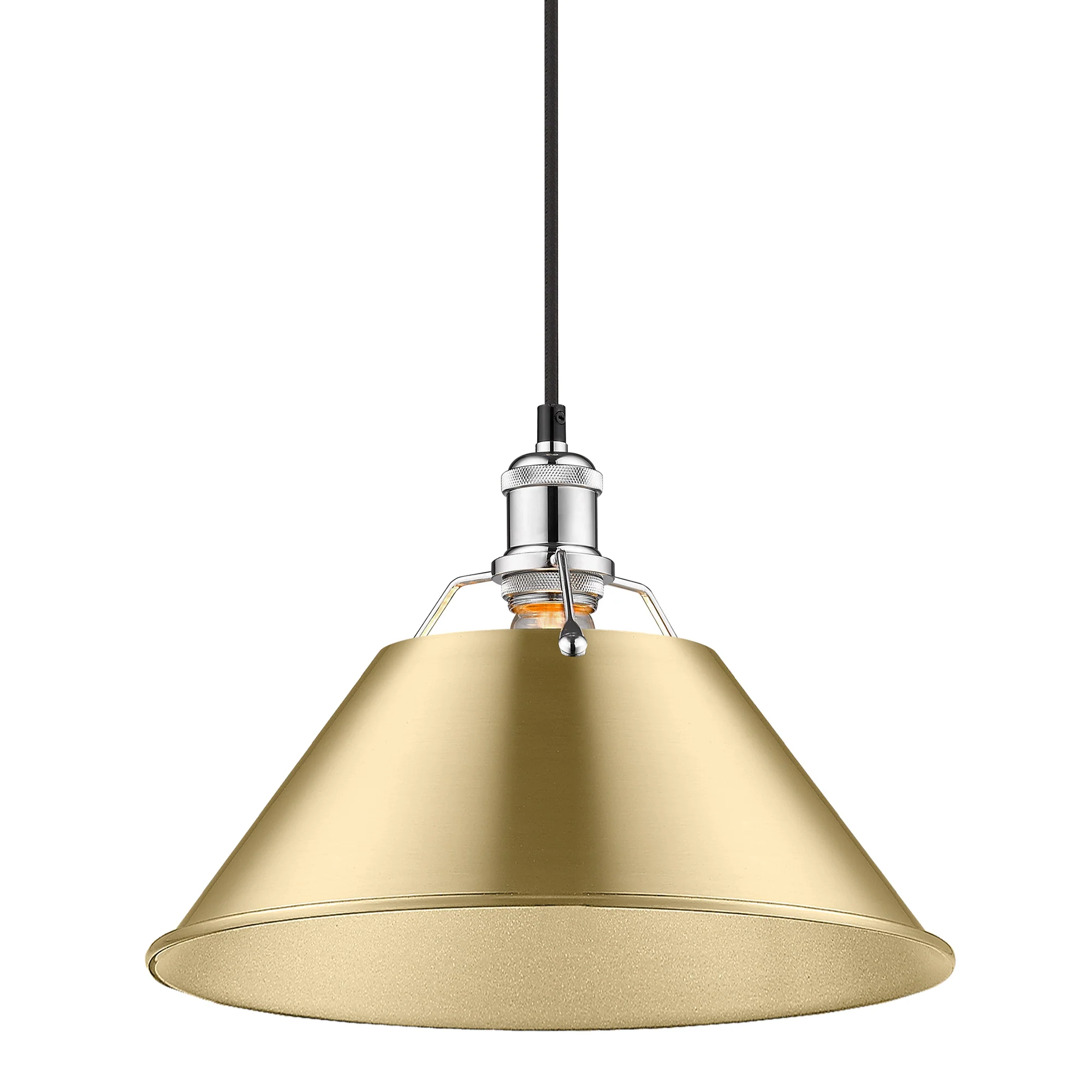 Yep by Golden Lighting Orwell 1-light 14in Pendant in Chrome and Brushed Champagne Brass shade - Image 2