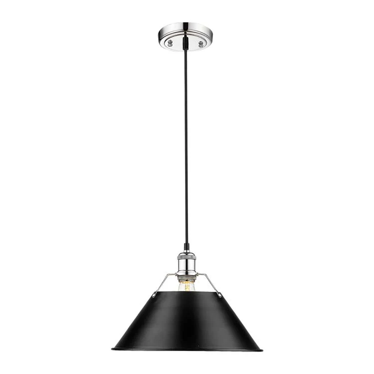 Yep by Golden Lighting Orwell 1-light 14in Pendant in Chrome and Matte Black shade - Image 2
