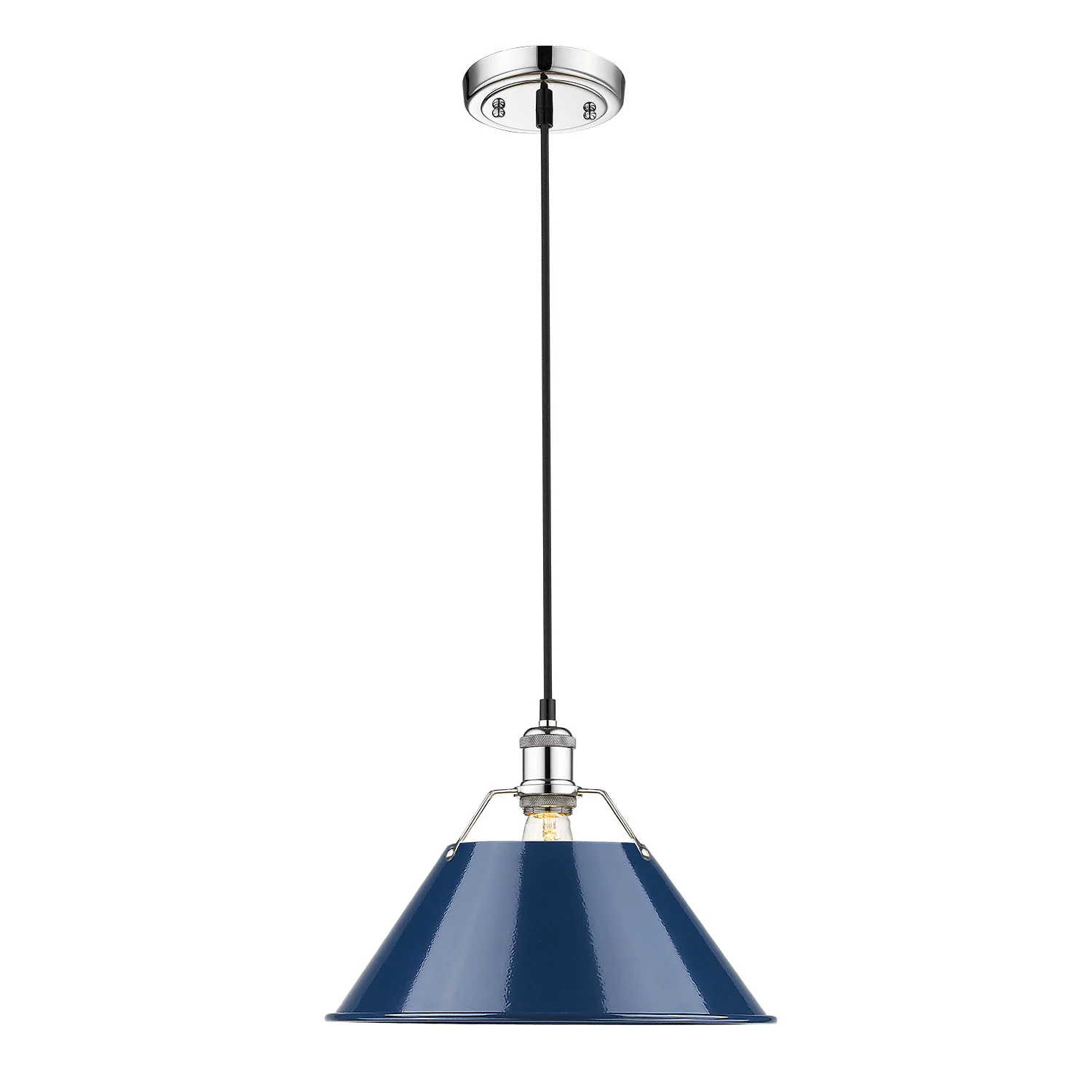 Yep by Golden Lighting Orwell 1-light 14in Pendant in Chrome and Navy Blue shade - Image 2