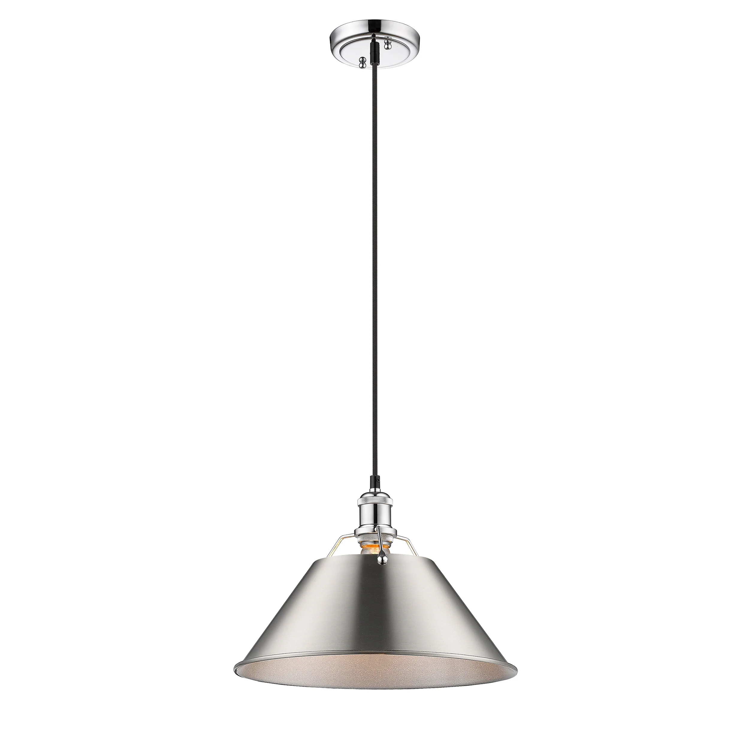 Yep by Golden Lighting Orwell 1-light 14in Pendant in Chrome and Pewter shade - Image 2