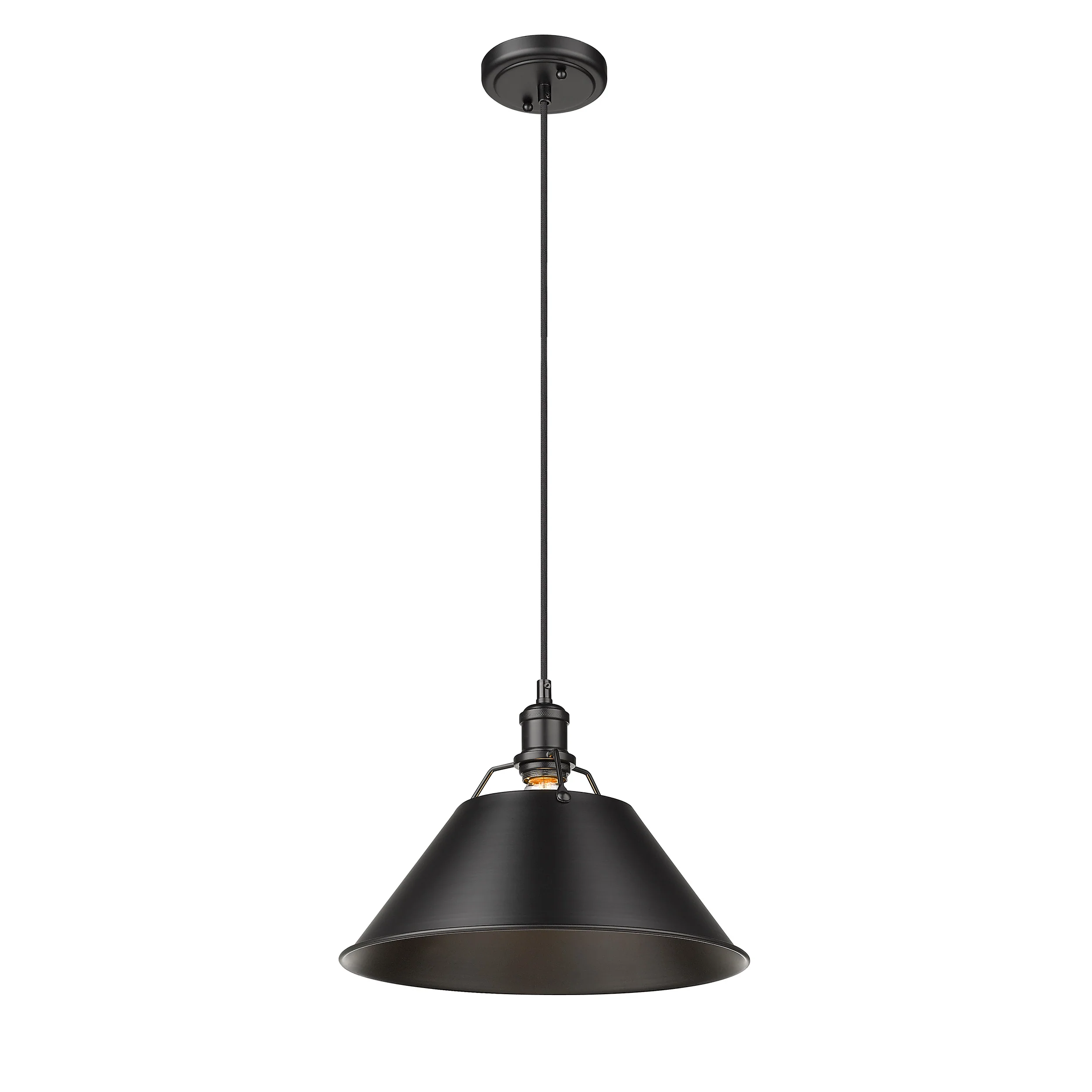 Yep by Golden Lighting Orwell 1-light 14in Pendant in Matte Black - Image 2