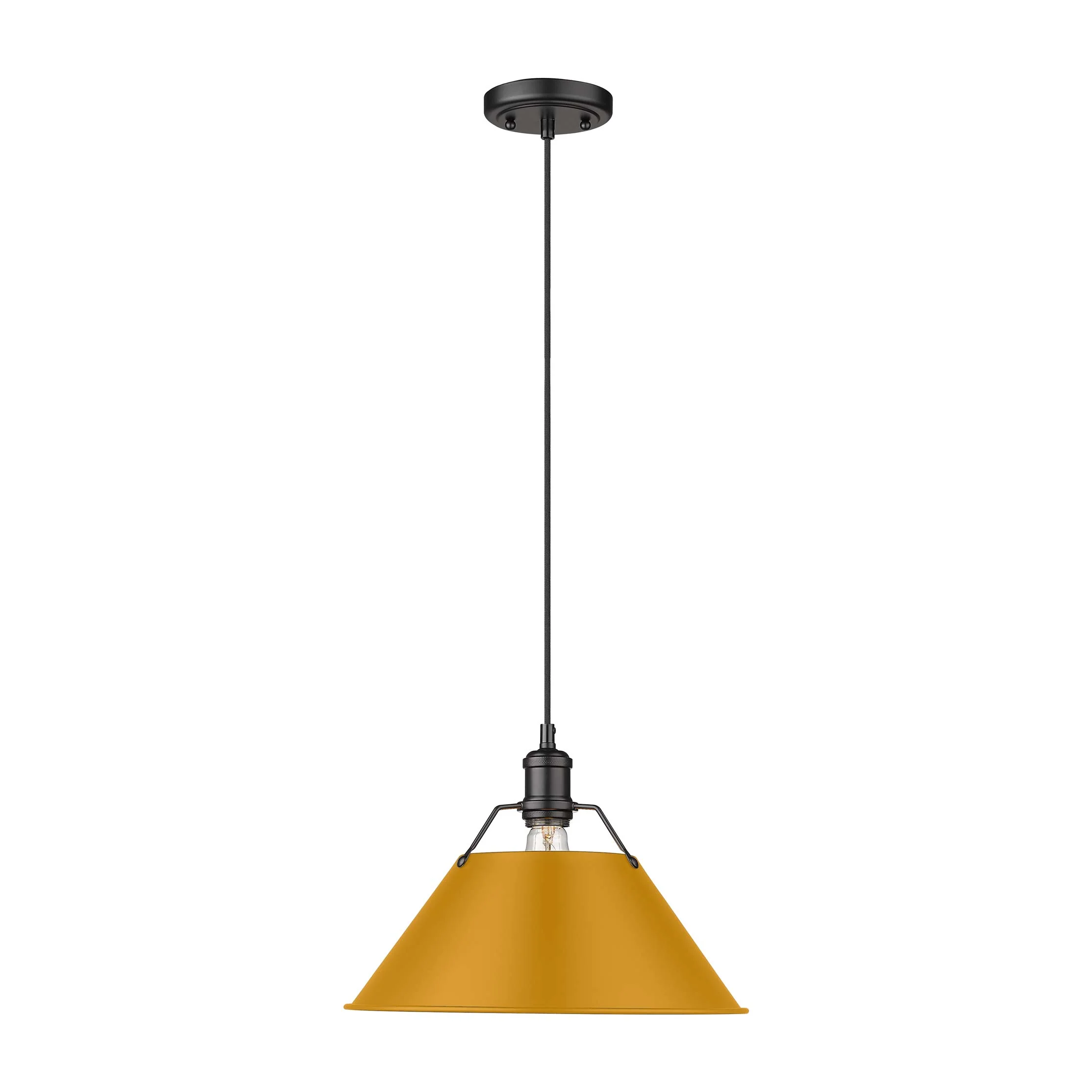 Yep by Golden Lighting Orwell 1-light 14in Pendant in Matte Black and Auric Yellow shade - Image 2