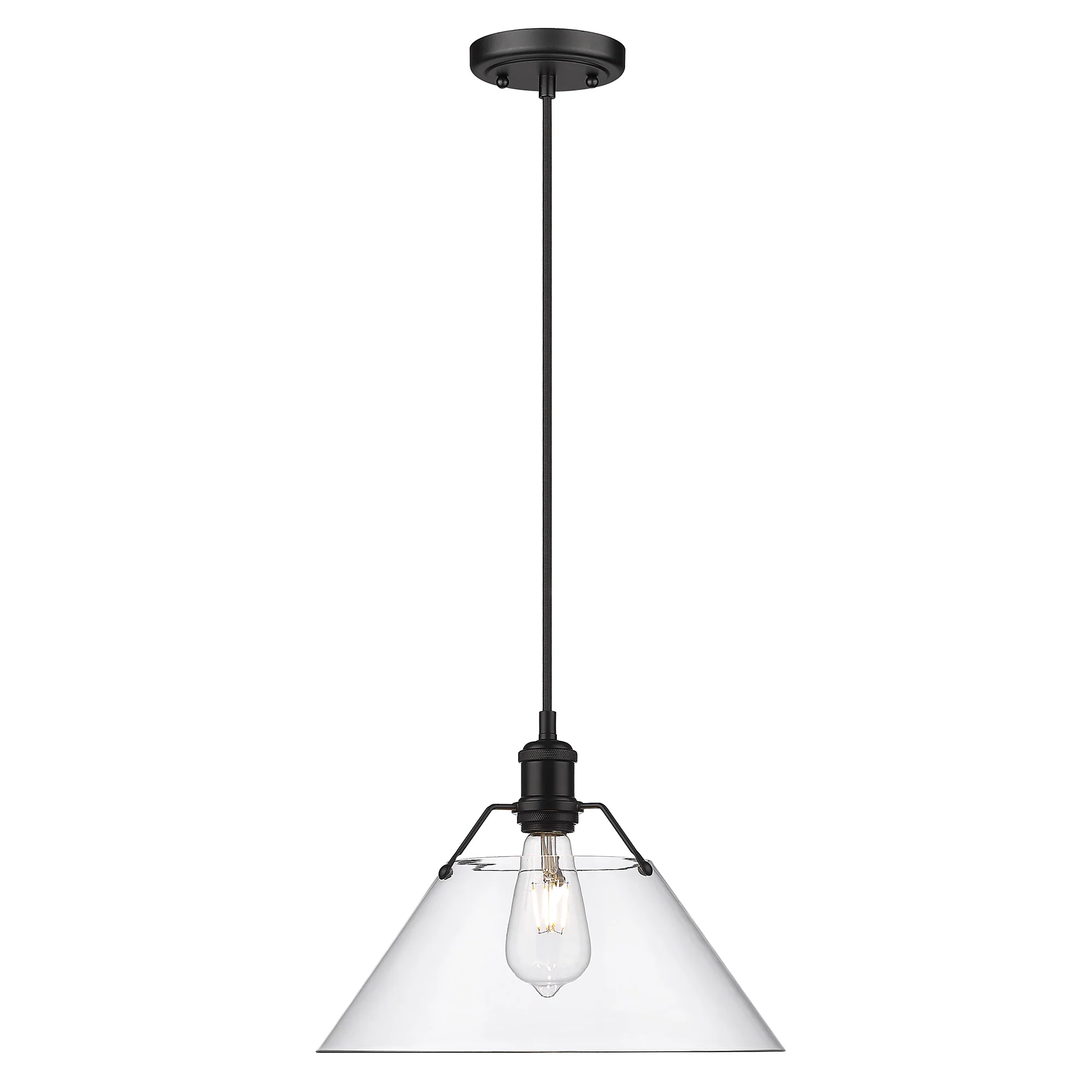 Yep by Golden Lighting Orwell 1-light 14in Pendant in Matte Black and Clear Glass - Image 2