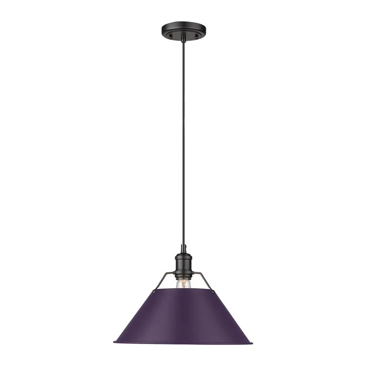 Yep by Golden Lighting Orwell 1-light 14in Pendant in Matte Black and Exotic Purple shade - Image 2