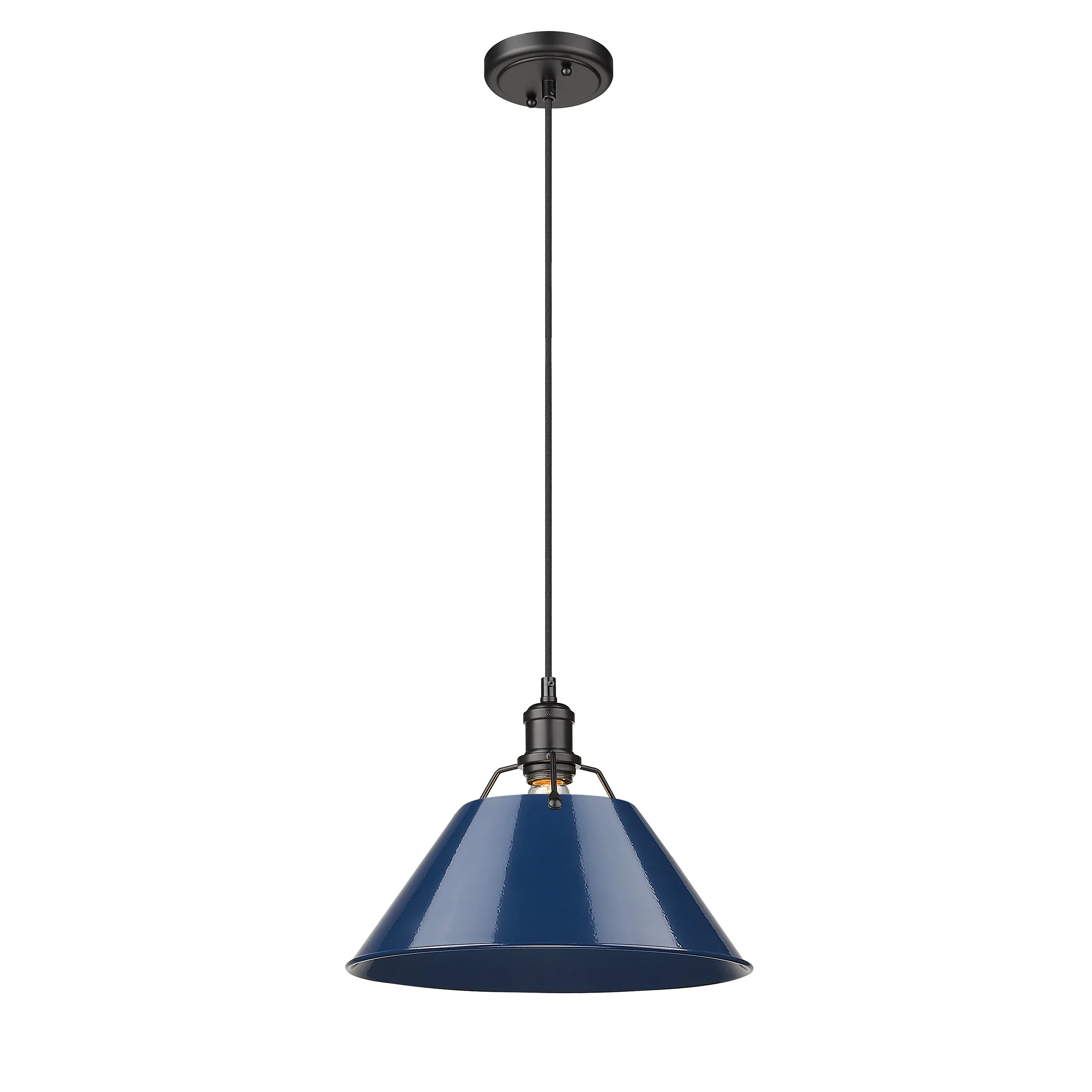 Yep by Golden Lighting Orwell 1-light 14in Pendant in Matte Black and Navy Blue shade - Image 2