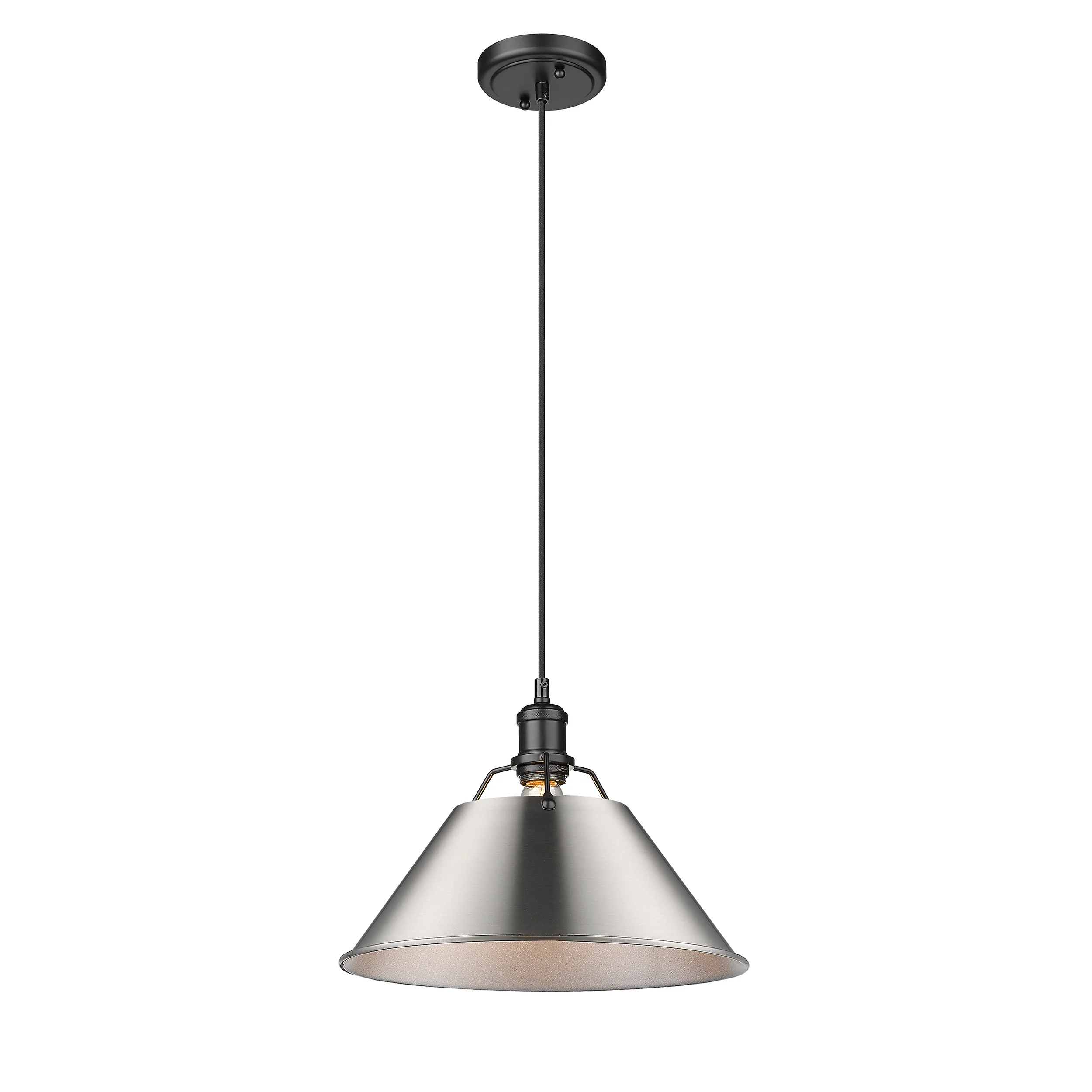 Yep by Golden Lighting Orwell 1-light 14in Pendant in Matte Black and Pewter shade - Image 2