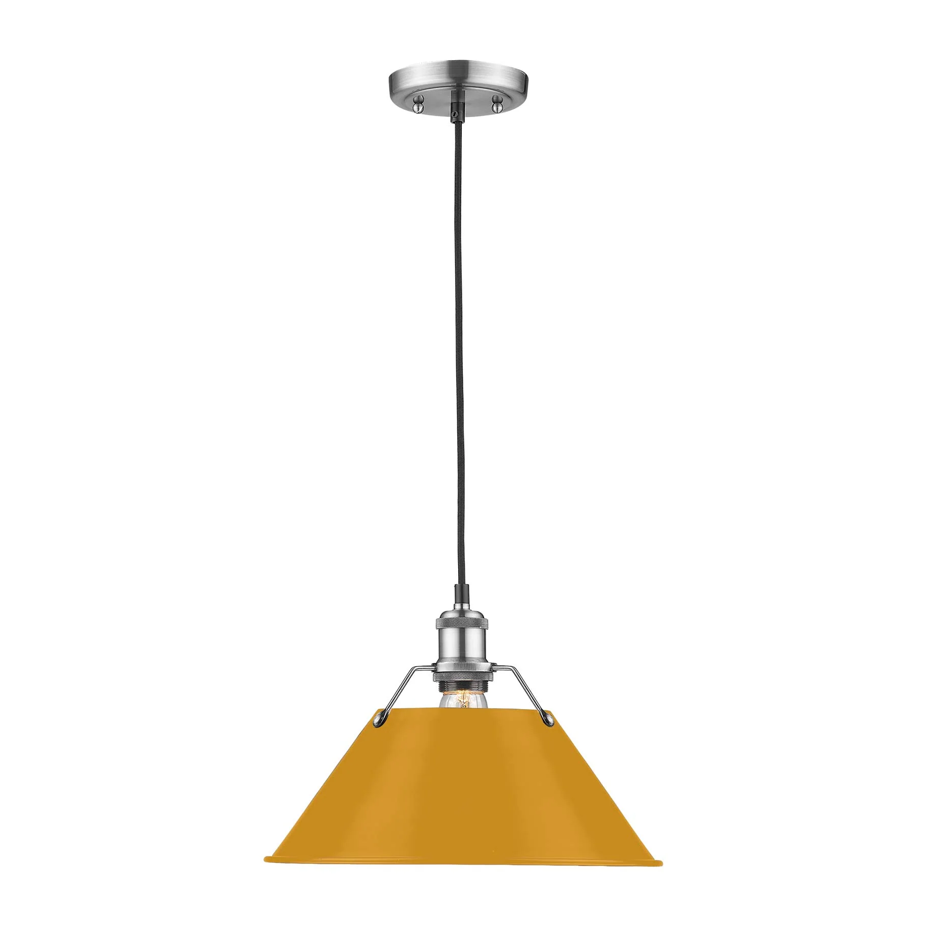 Yep by Golden Lighting Orwell 1-light 14in Pendant in Pewter and Auric Yellow shade - Image 2