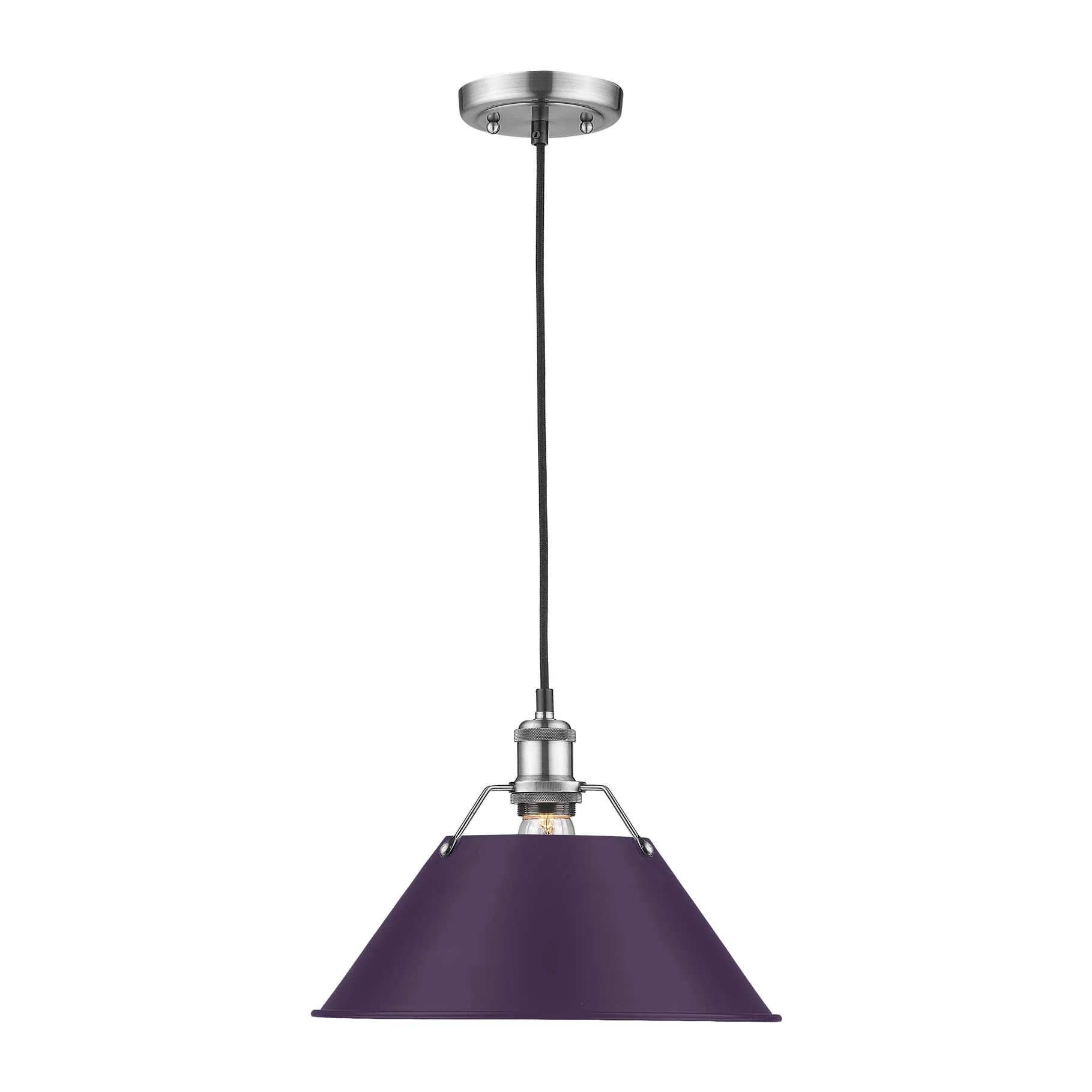 Yep by Golden Lighting Orwell 1-light 14in Pendant in Pewter and Exotic Purple shade - Image 2