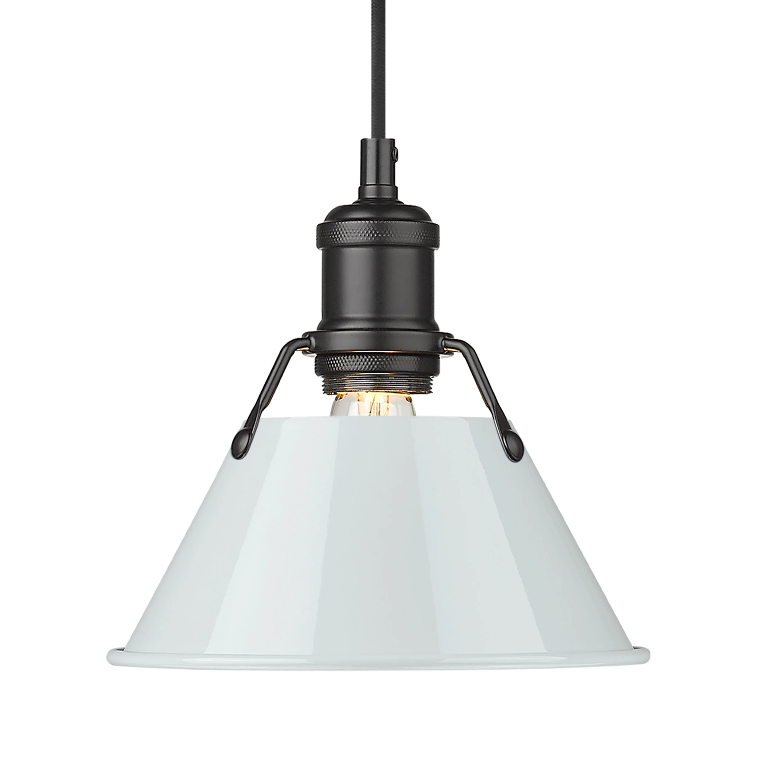 Yep by Golden Lighting Orwell 1-light 8in Pendant in Matte Black and Dusky Blue shade