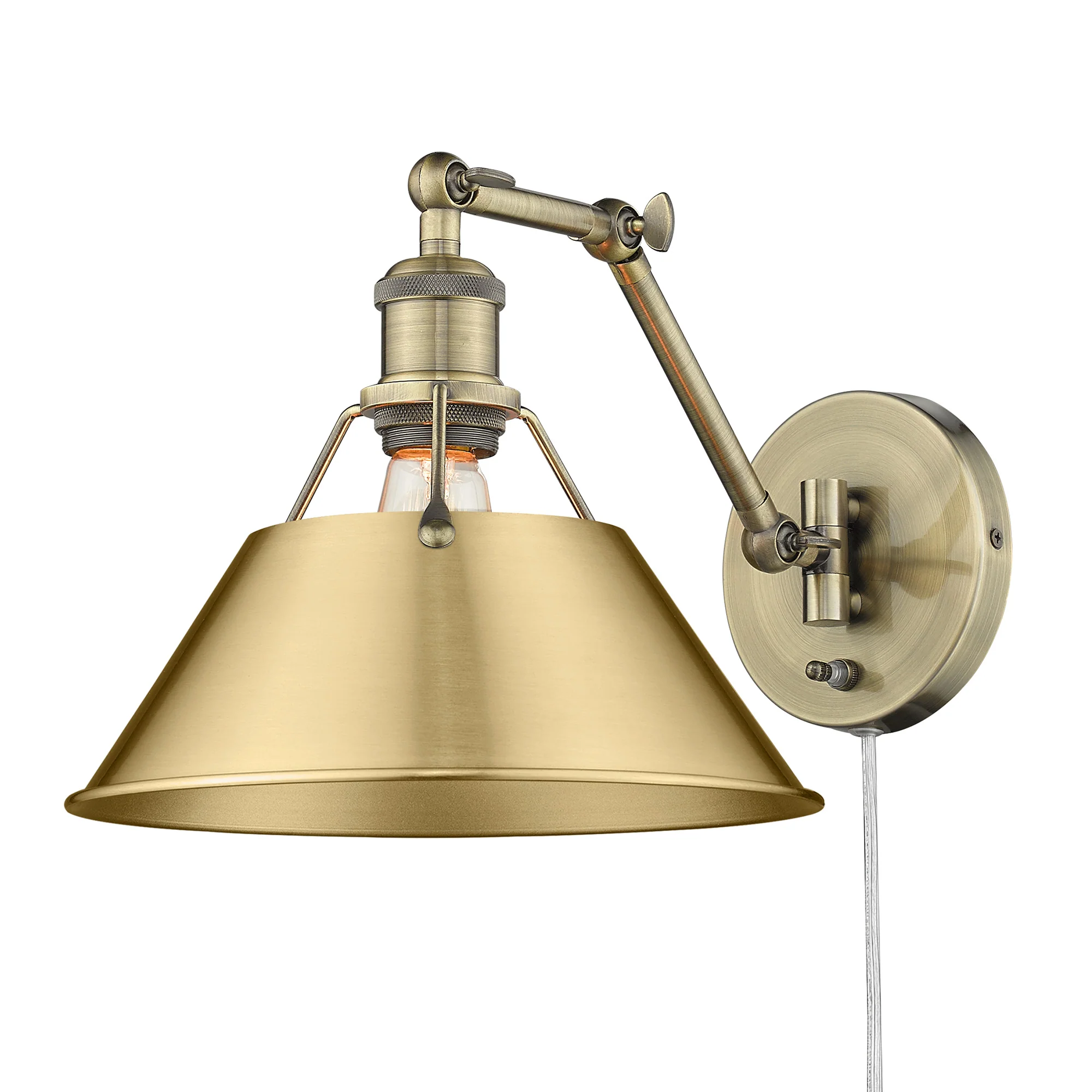 Yep by Golden Lighting Orwell 1-light Swing Arm in Aged Brass and Brushed Champagne Brass shade - Image 2