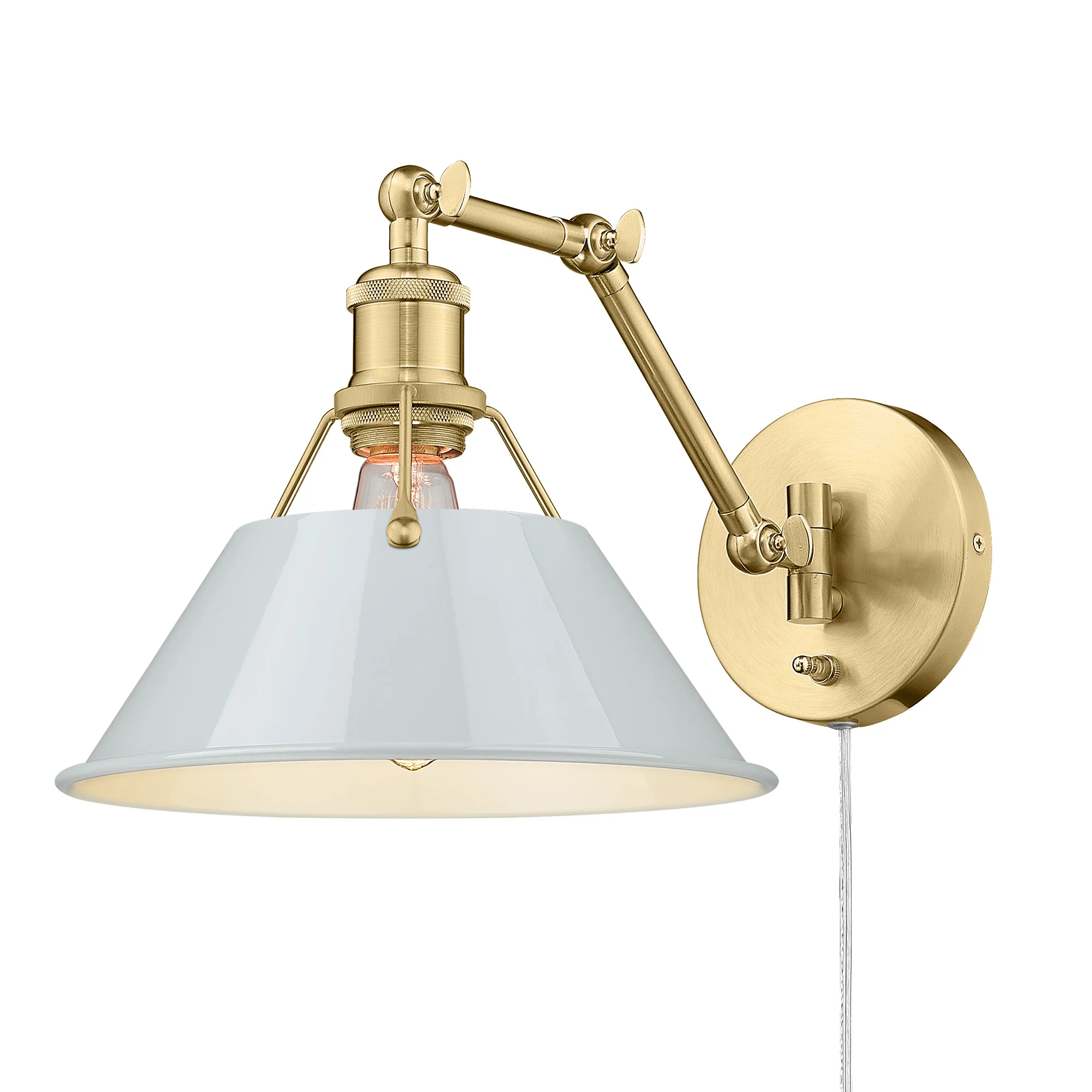 Yep by Golden Lighting Orwell 1-light Swing Arm in Brushed Champagne Brass and Dusky Blue shade - Image 2