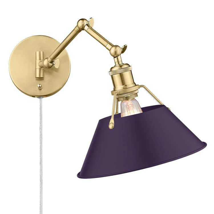 Yep by Golden Lighting Orwell 1-light Swing Arm in Brushed Champagne Brass and Exotic Purple shade - Image 2