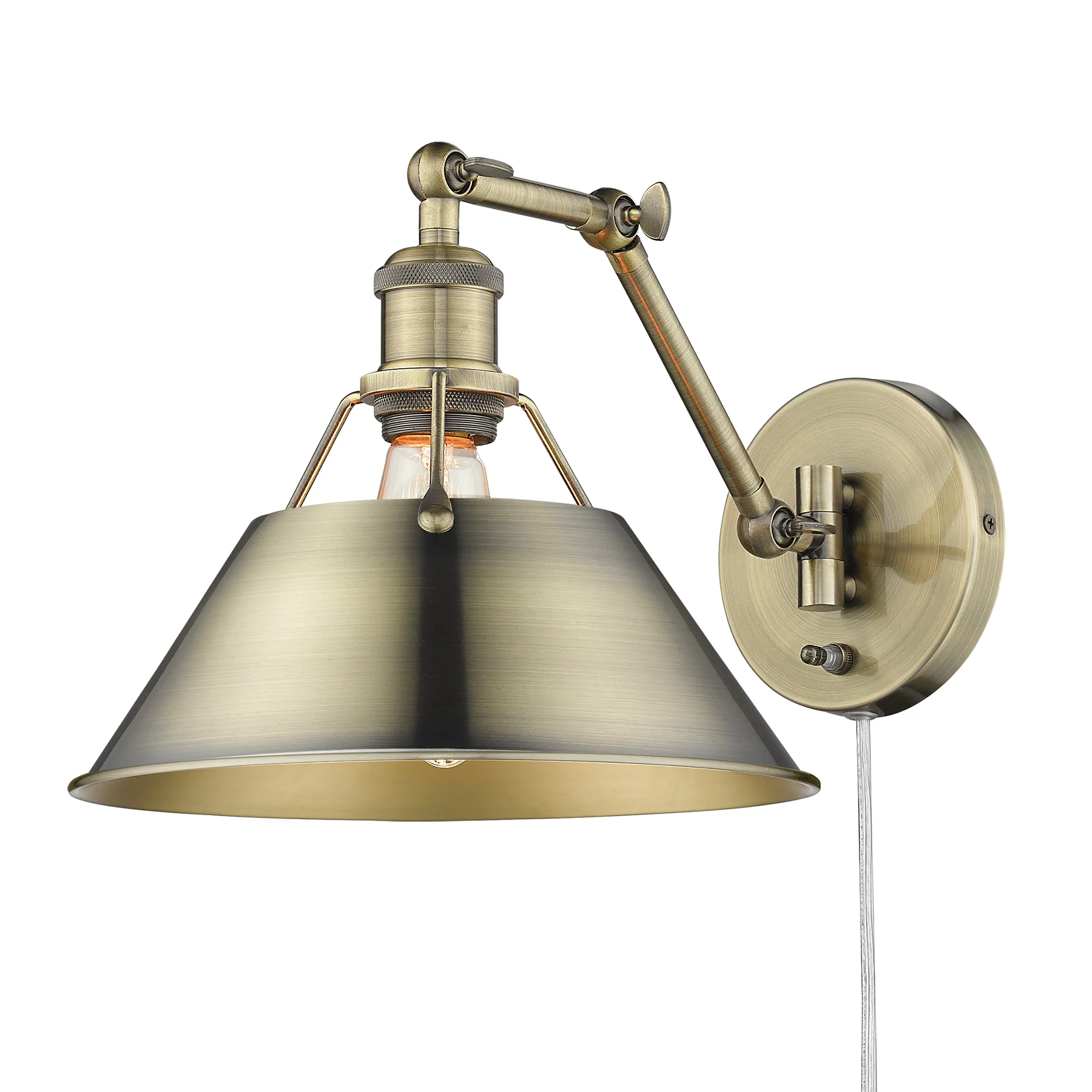 Yep by Golden Lighting Orwell 1-light Swing Arm Wall Lamp in Aged Brass - Image 2