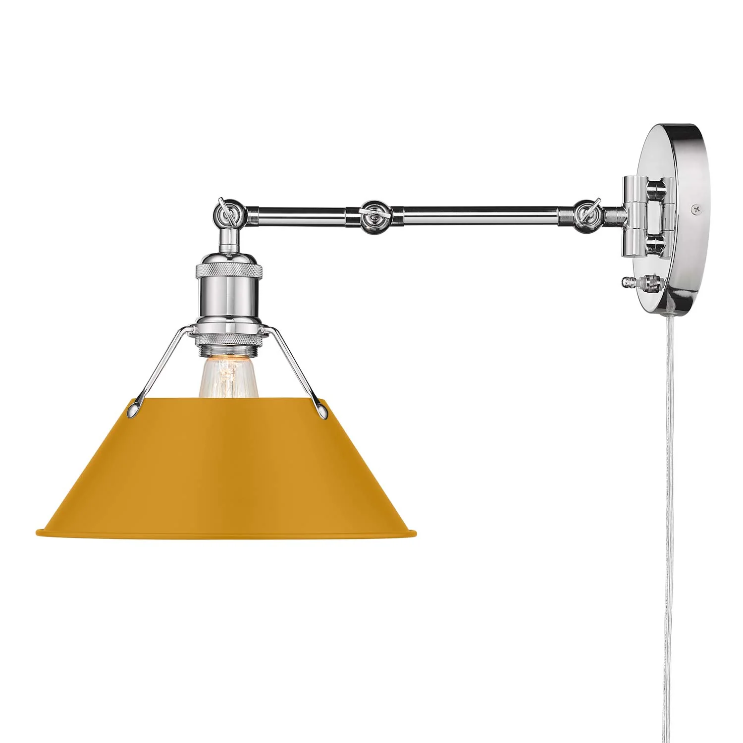 Yep by Golden Lighting Orwell 1-light Swing Arm Wall Lamp in Chrome and Auric Yellow shade - Image 2