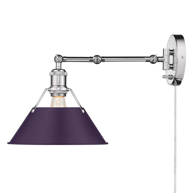 Yep by Golden Lighting Orwell 1-light Swing Arm Wall Lamp in Chrome and Exotic Purple shade - Image 2